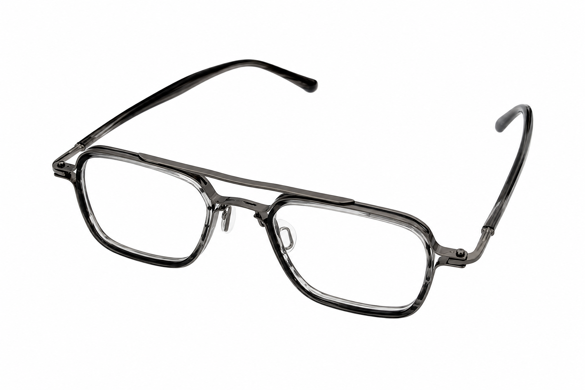 140mm Oversized Rectangle Aviator Titanium Glasses, grey - top view