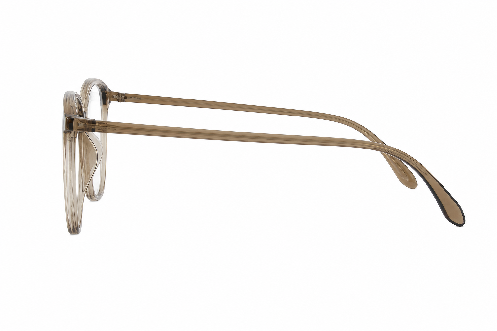 145mm Wide Fit Round TR90 Glasses in brown - side view