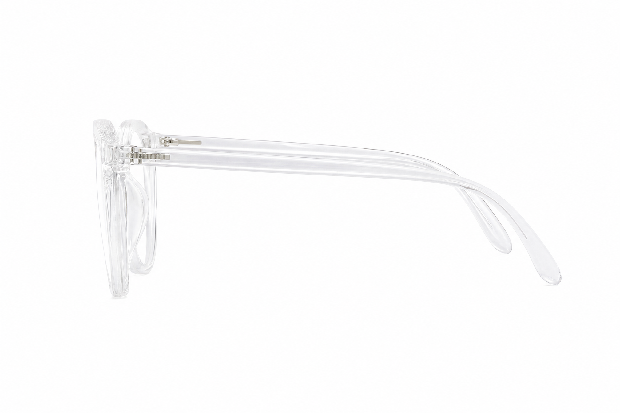 145mm Wide Fit Round TR90 Glasses in clear - side view