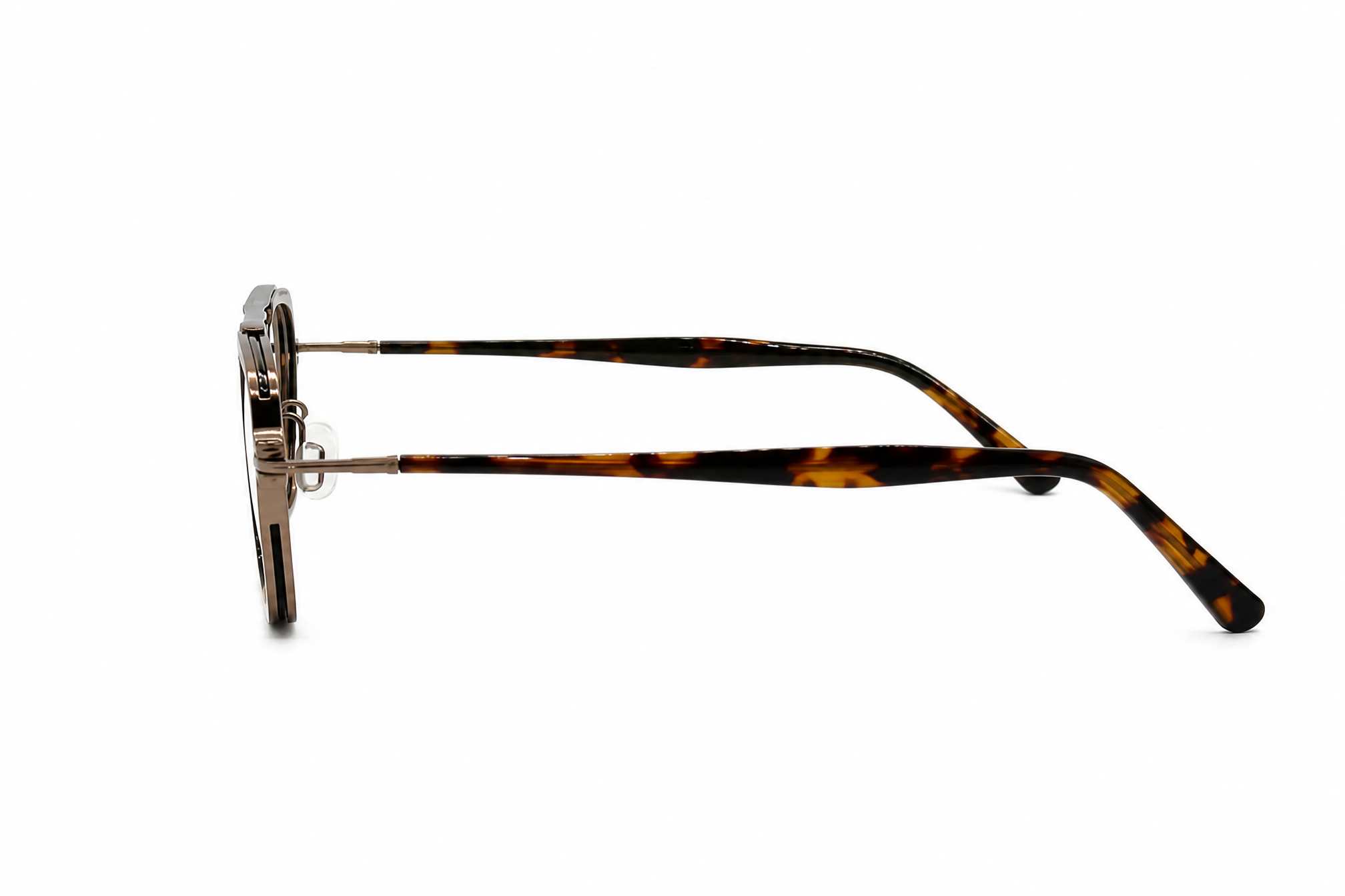 148mm Oversized Rectangle Aviator Titanium Glasses in tortoise - side view