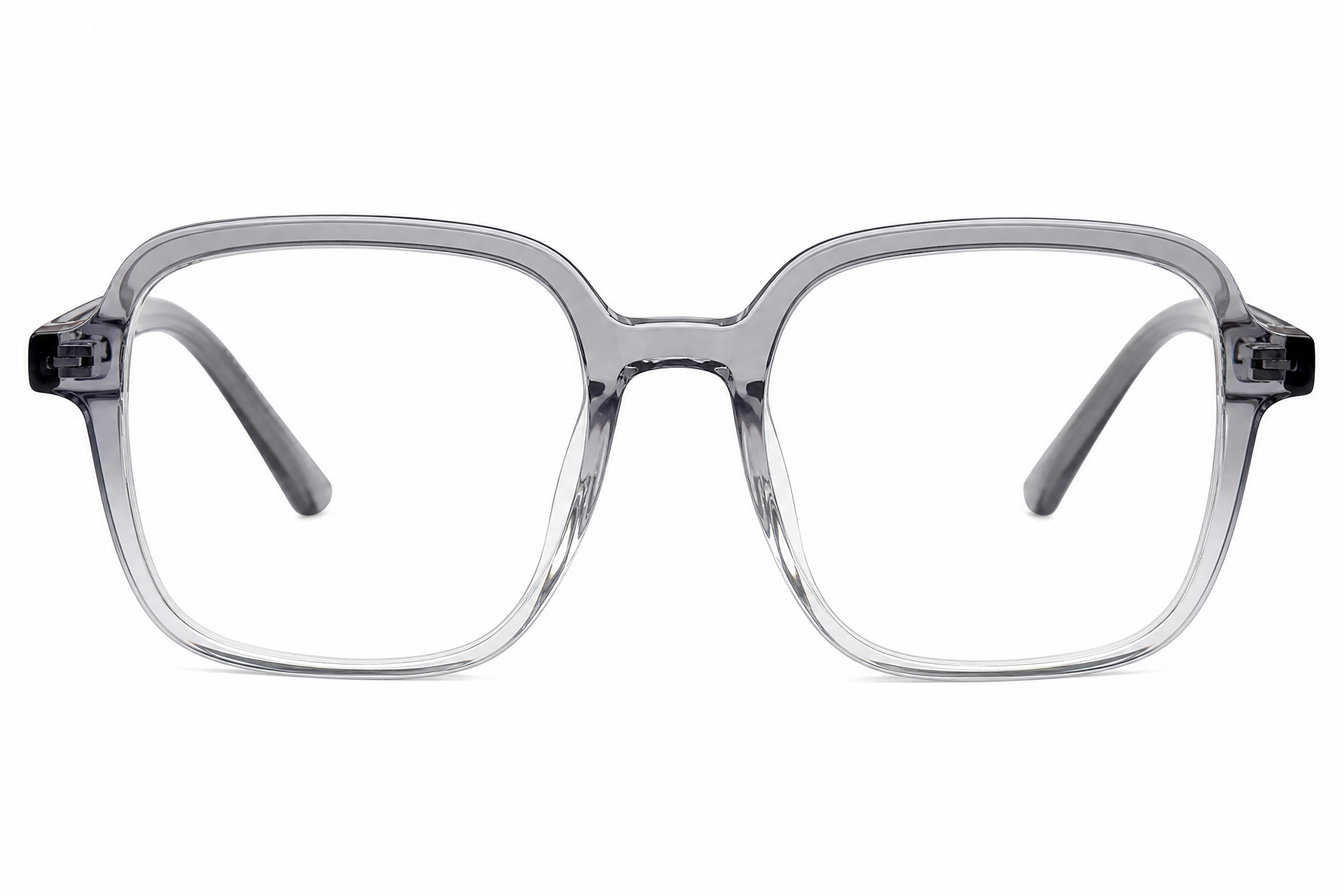 155mm Wide Fit Rectangle TR90 Glasses in grey gradient - front view