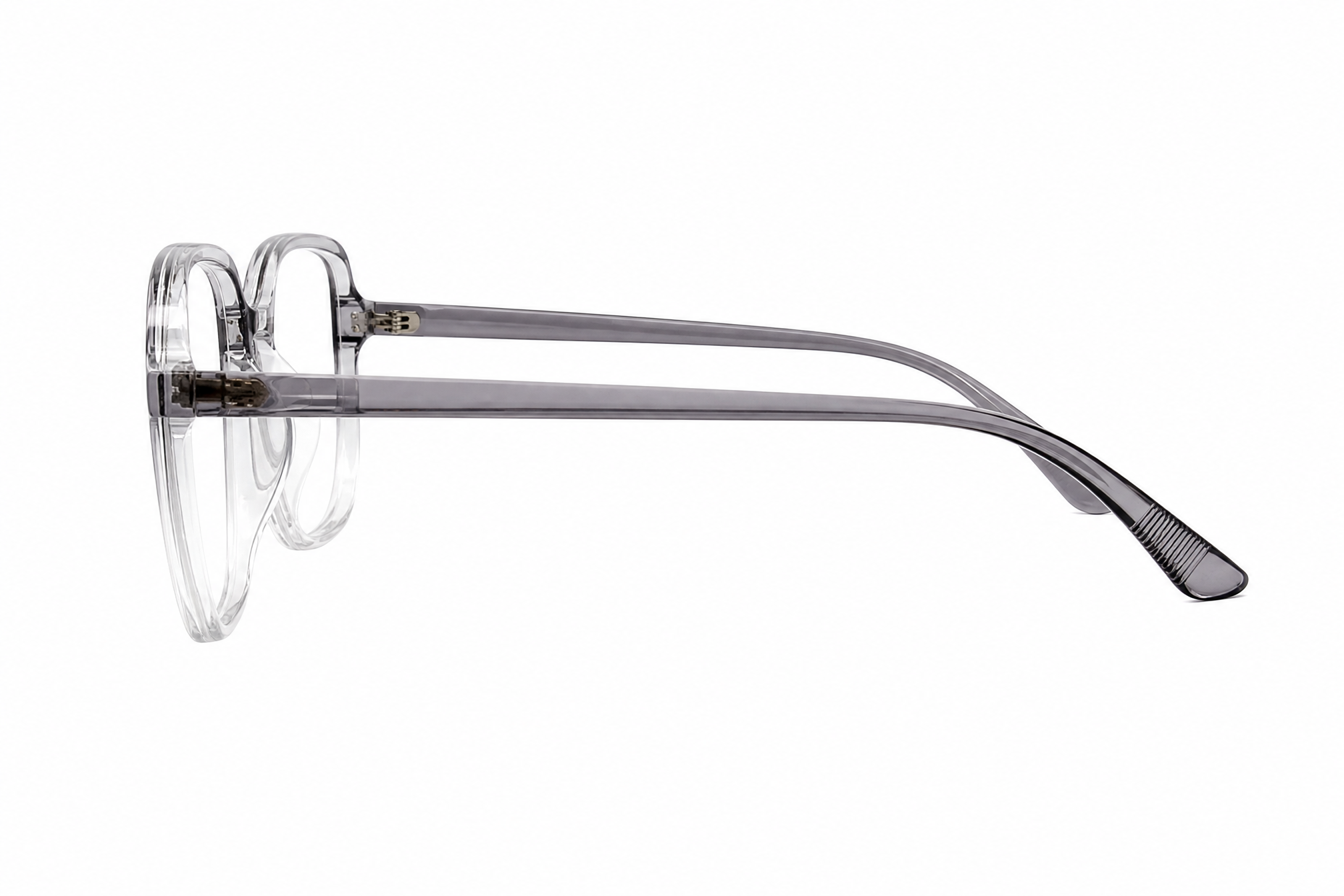 155mm Wide Fit Rectangle TR90 Glasses in grey gradient - side view