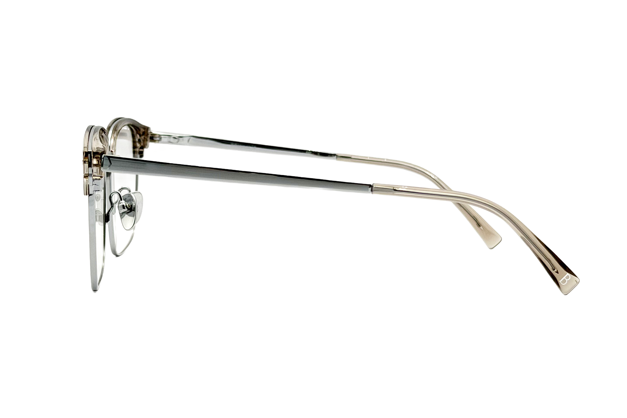 160mm Wide Fit Rectangle Browline Titanium Glasses in brown - side view