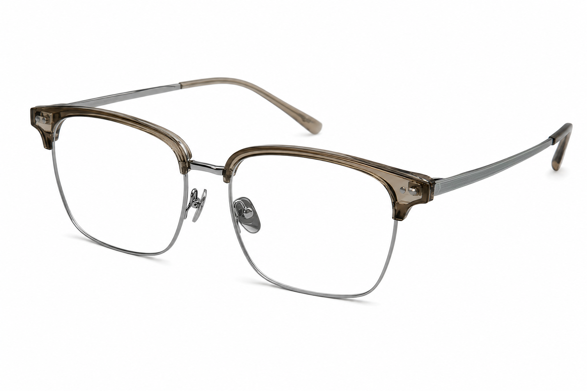 160mm Wide Fit Rectangle Browline Titanium Glasses in brown - top view