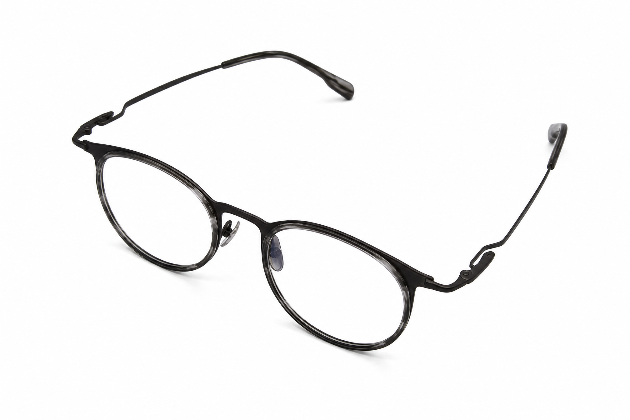 160mm grey tortoiseshell lightweight titanium wide-fit glasses side angle view