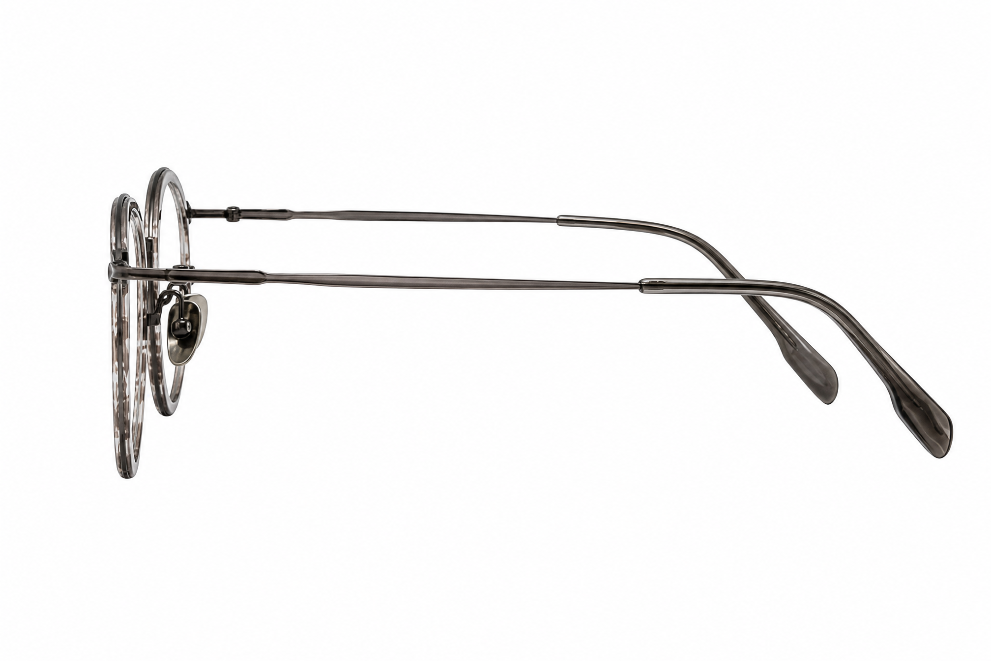 163mm grey tortoiseshell wide titanium glasses for wide faces,temple arm angle view