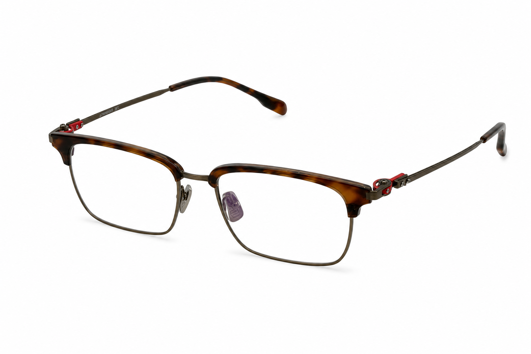 165mm Wide Fit Rectangle Browline Titanium Glasses in tortoise - top view