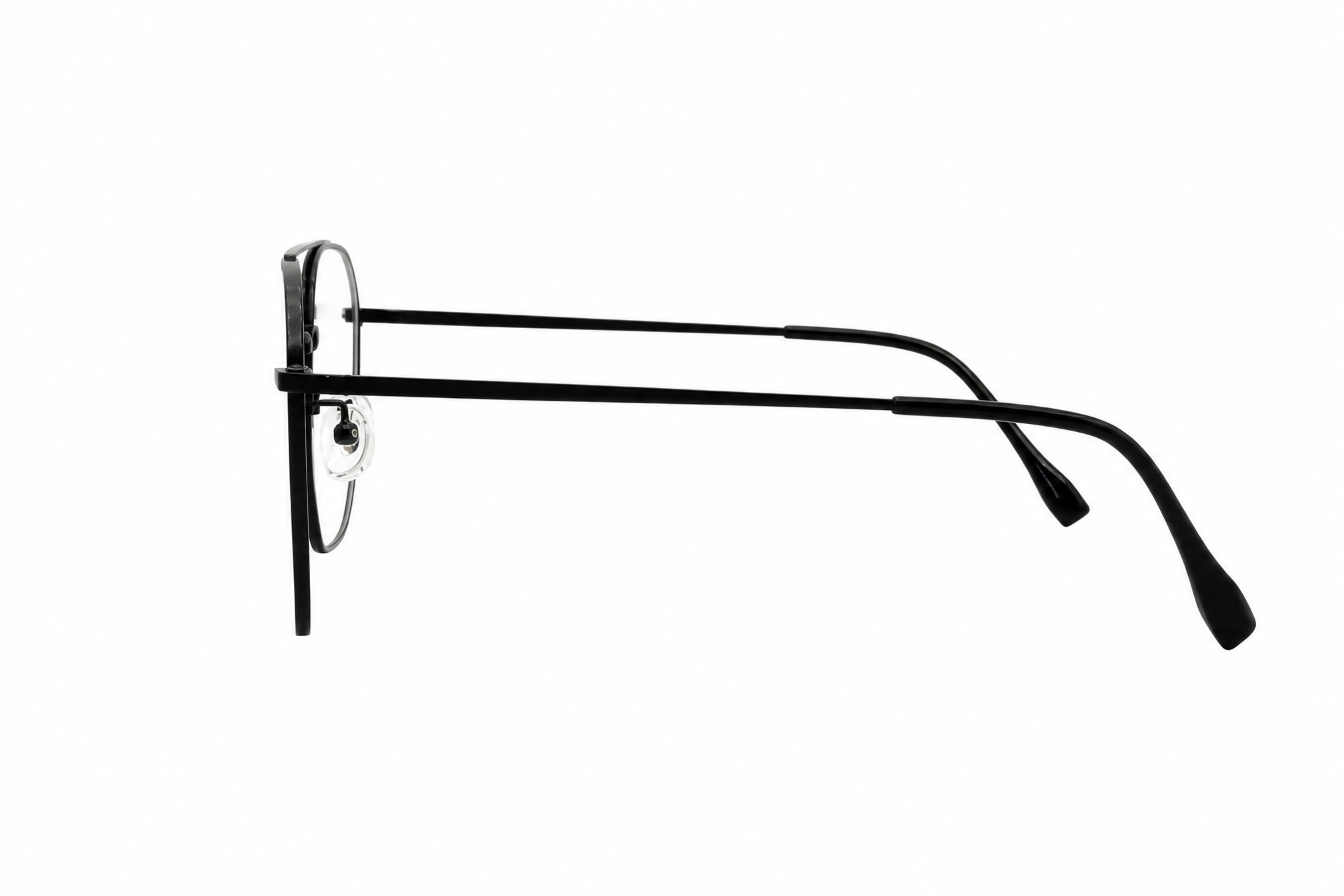 156mm black wide geometric titanium glasses,temple arm side view