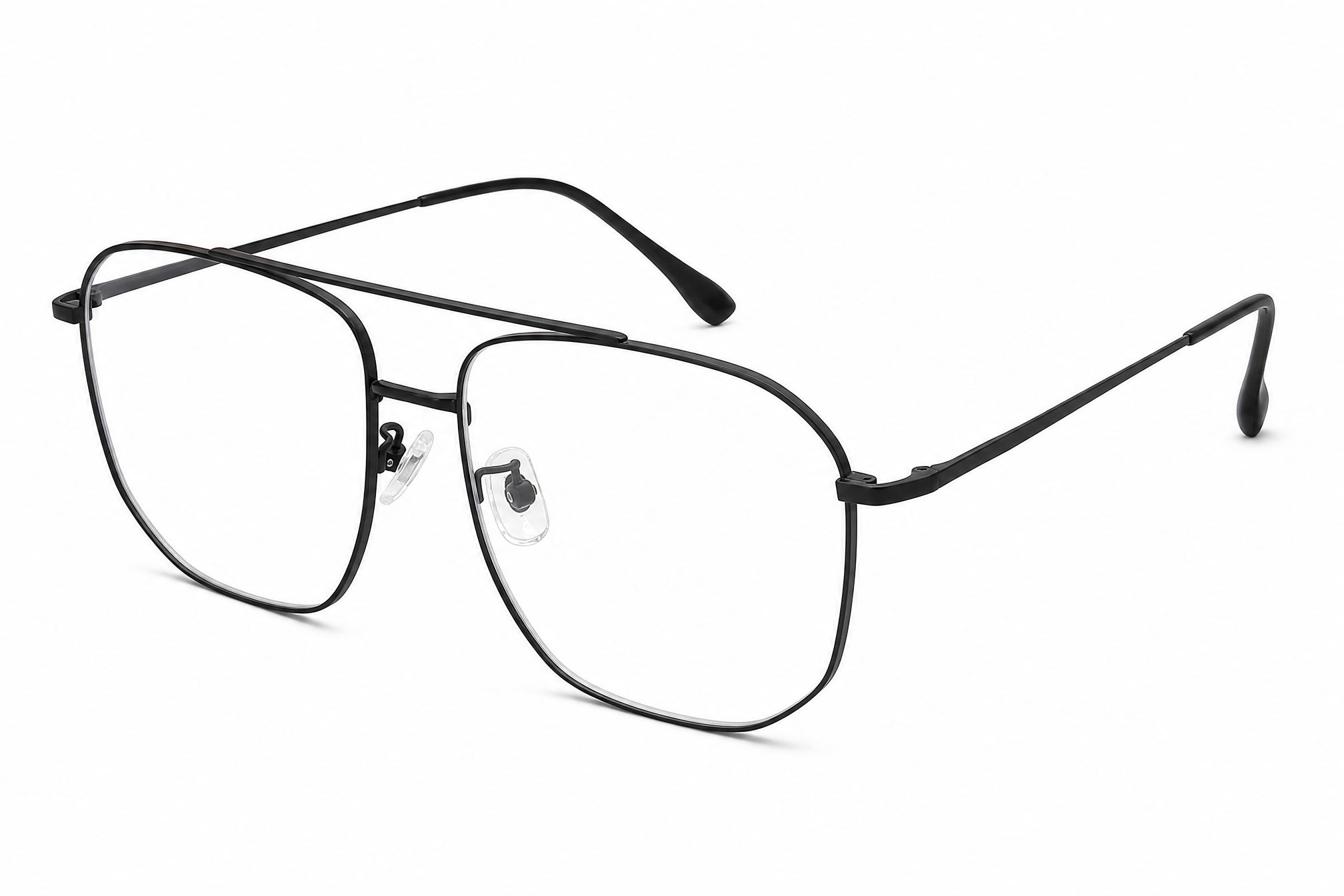 156mm black wide geometric titanium glasses for wide faces, side angle view