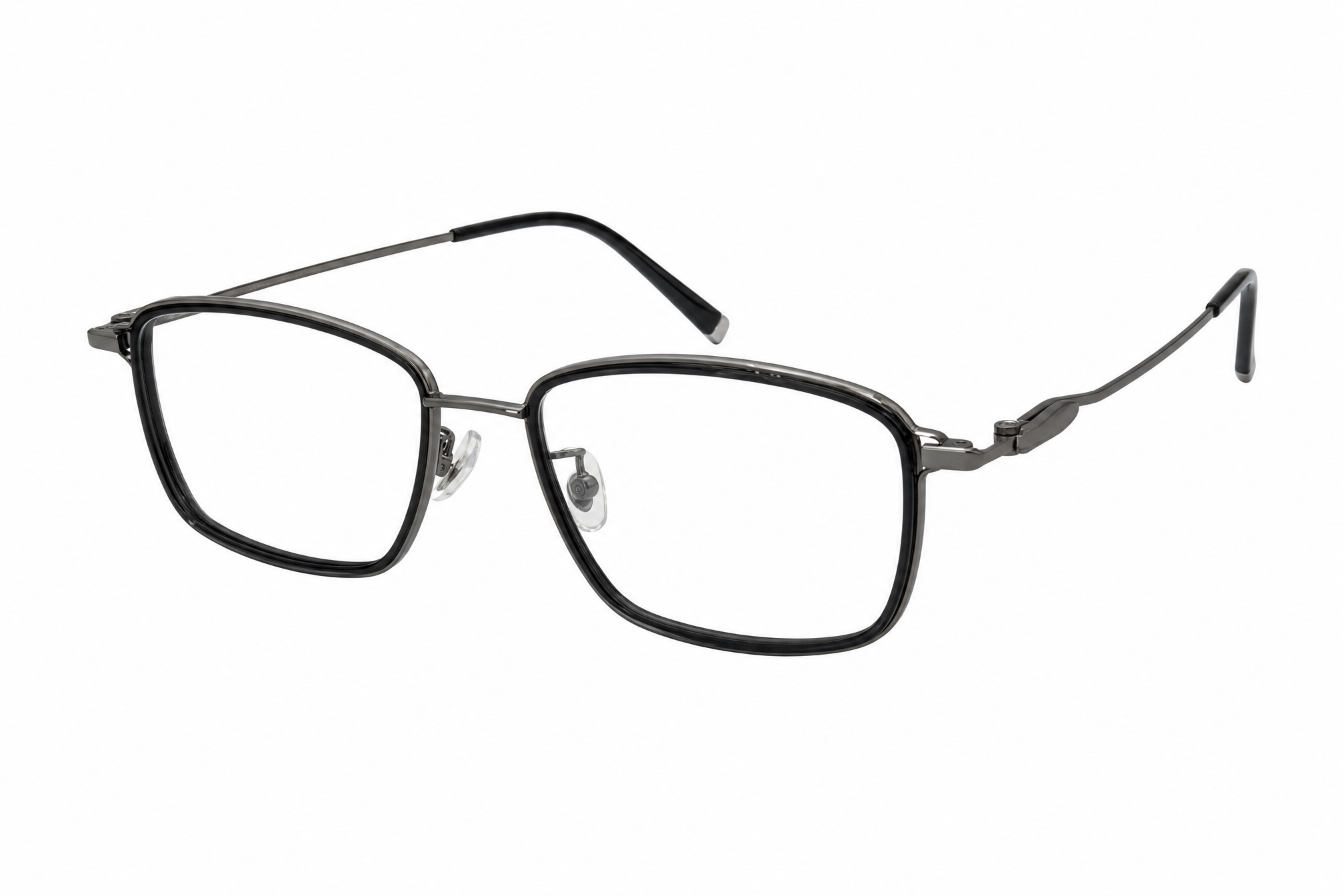 155mm silver wide fit rectangular titanium glasses for wide faces,side angle view