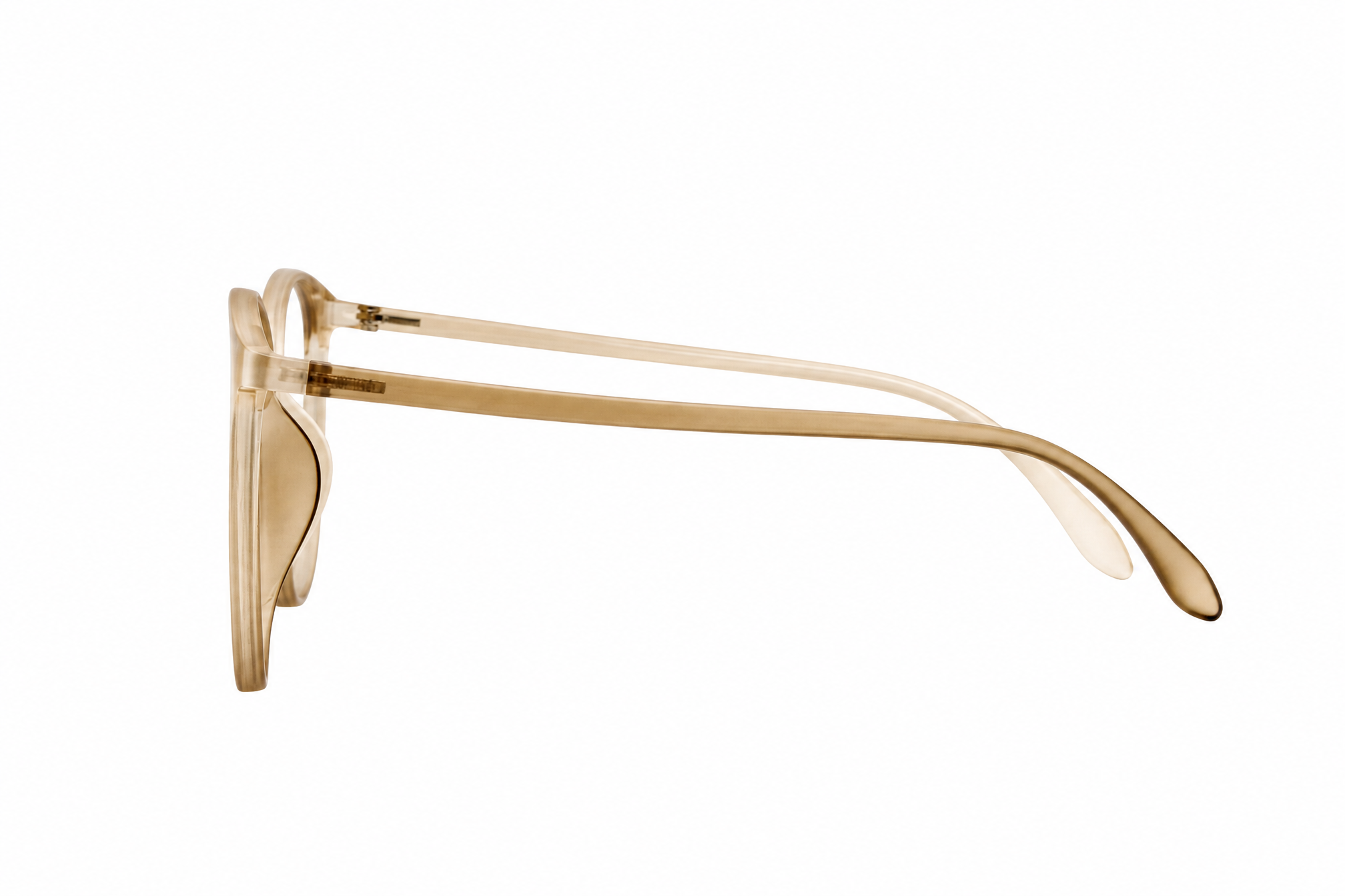 145mm Wide Fit Round TR90 Glasses in light brown - side view