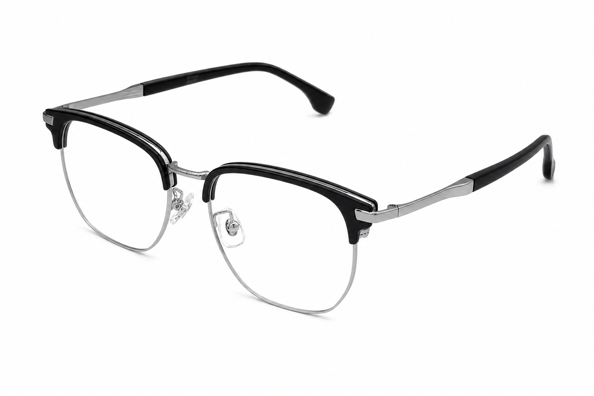 145mm black wide fit titanium browline glasses for wide faces,side angle view
