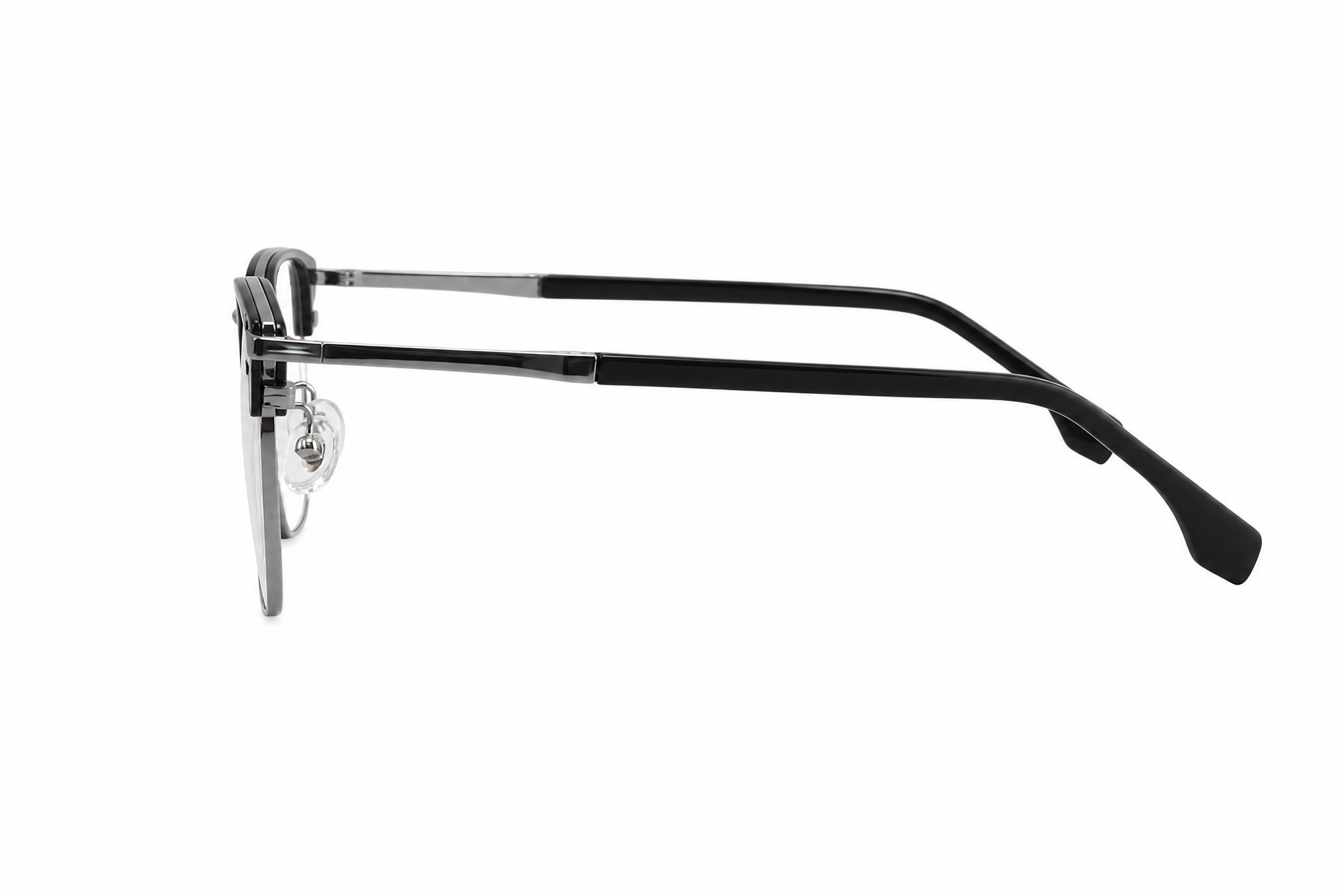 145mm black wide fit titanium browline glasses for wide faces,temple arm angle view