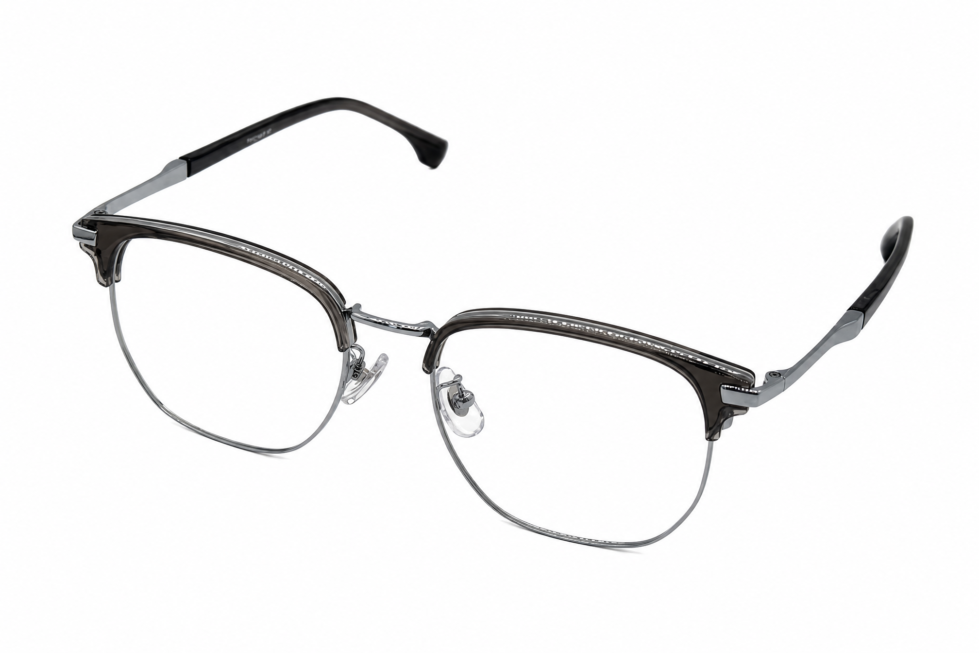145mm silver wide fit titanium browline glasses for wide faces,side angle view