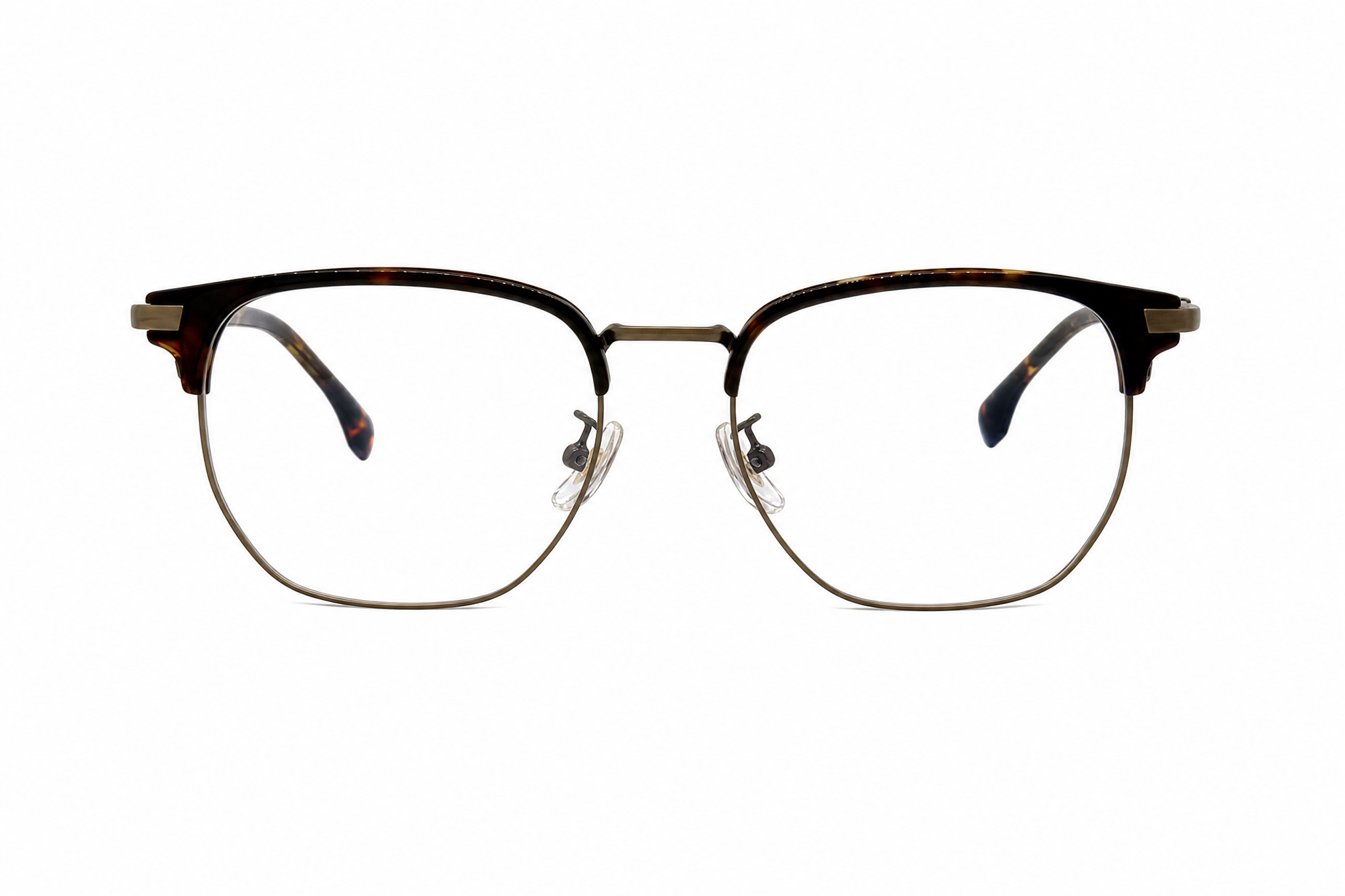 145mm tortoiseshell wide fit titanium browline glasses for wide faces,front view