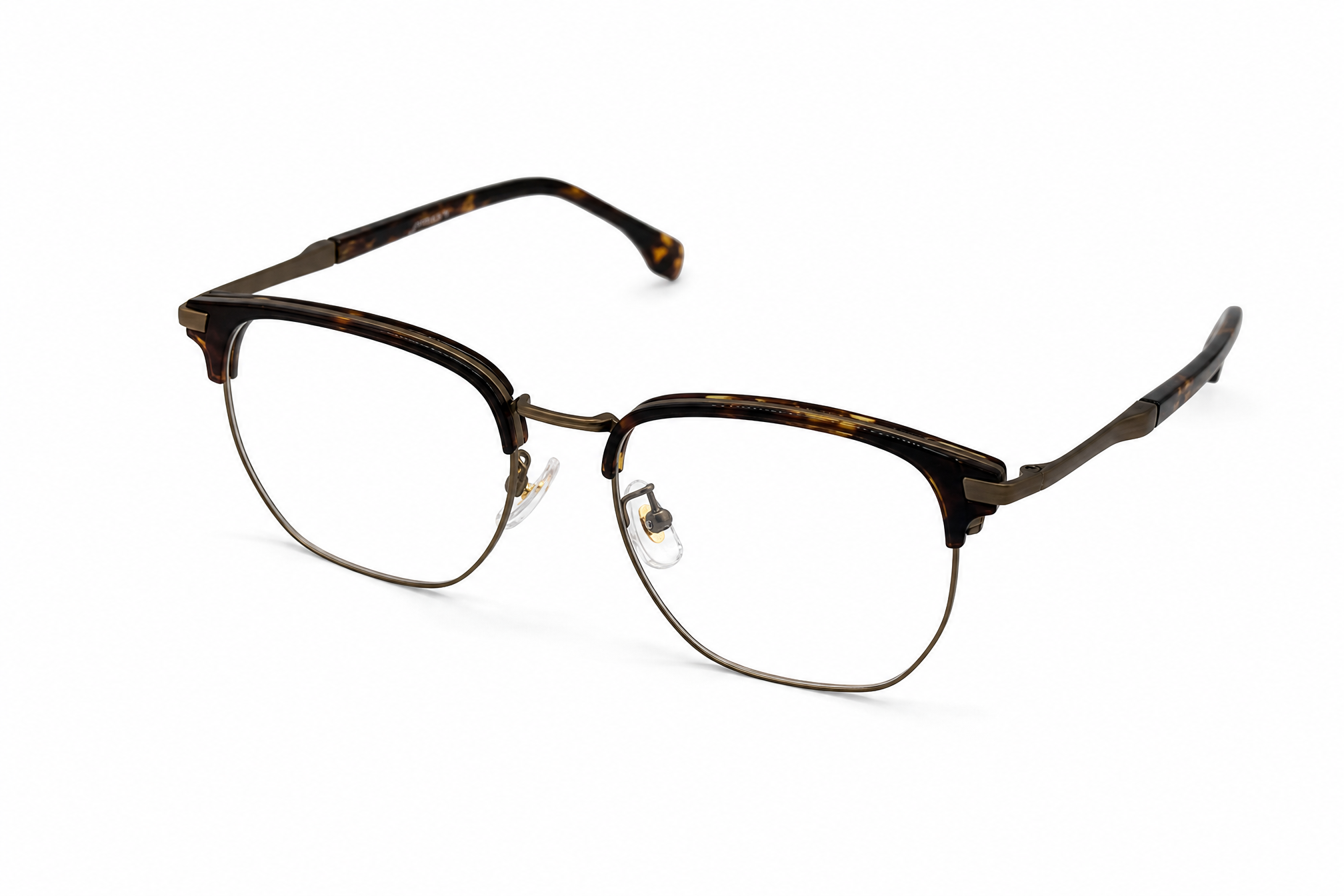 145mm tortoiseshell wide fit titanium browline glasses for wide faces,side angle view