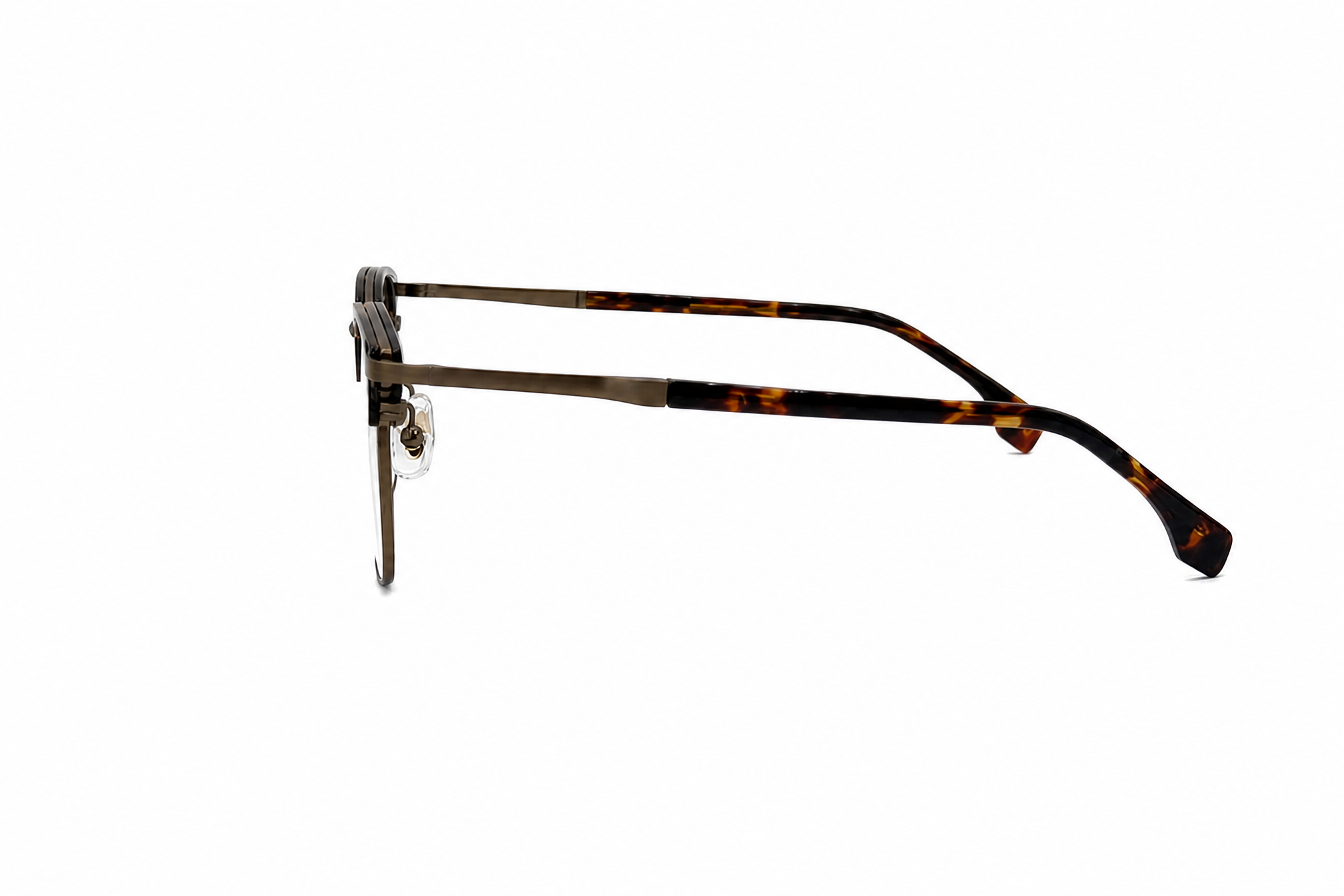 145mm tortoiseshell wide fit titanium browline glasses for wide faces,temple arm angle view