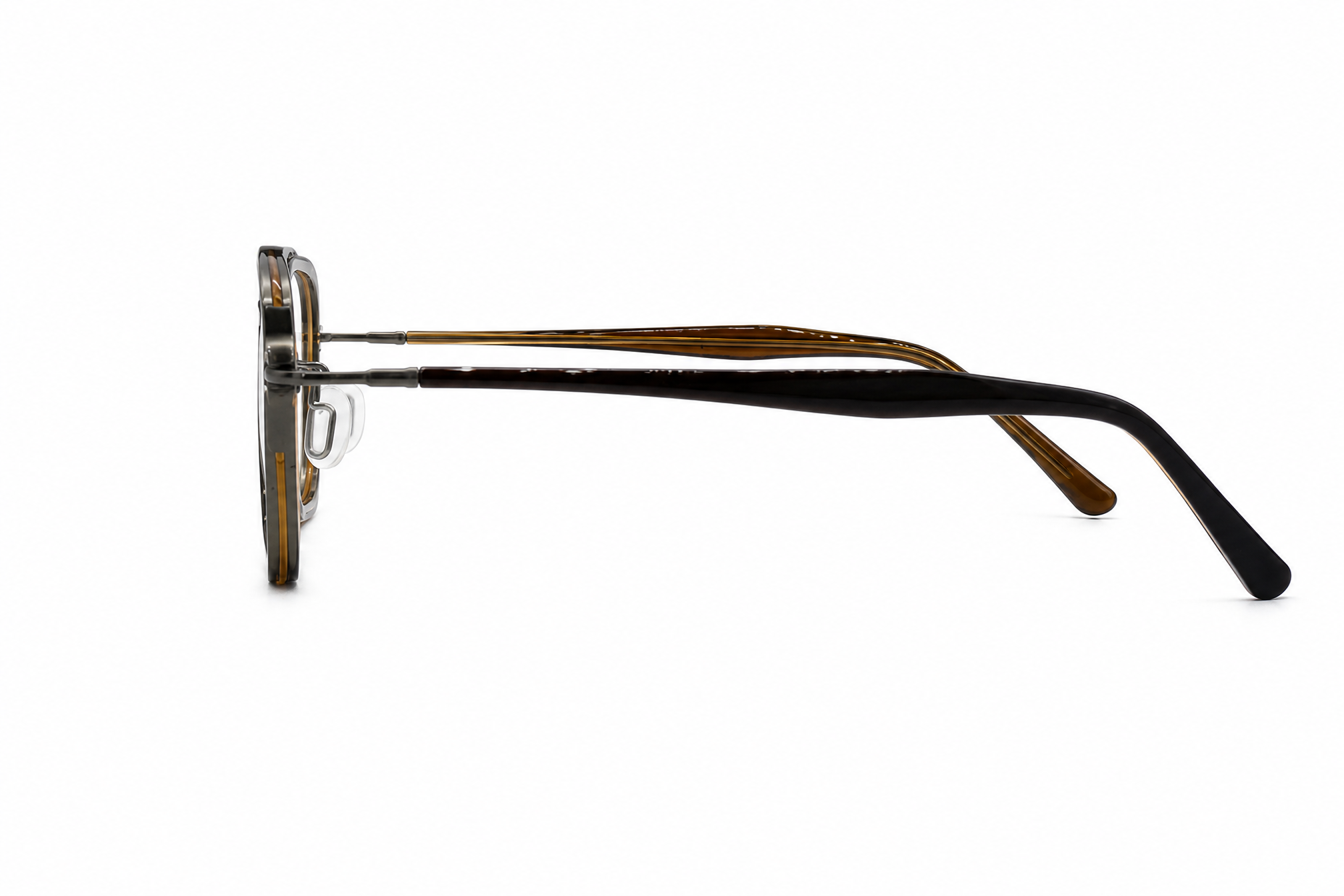 148mm Oversized Rectangle Aviator Titanium Glasses in brown - side view