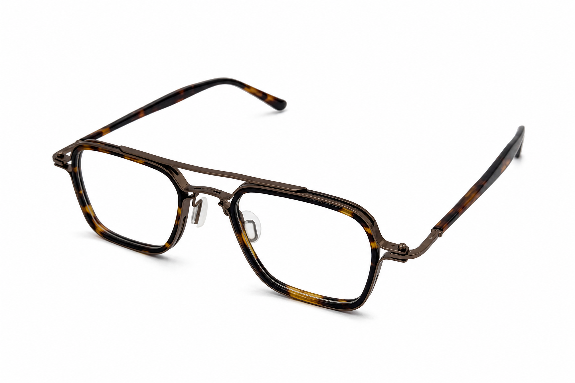 148mm Oversized Rectangle Aviator Titanium Glasses in tortoise - top view