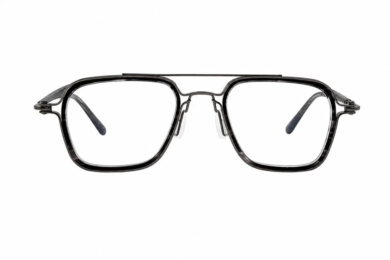 148mm Oversized Rectangle Aviator Titanium Glasses for Big Heads - Grey