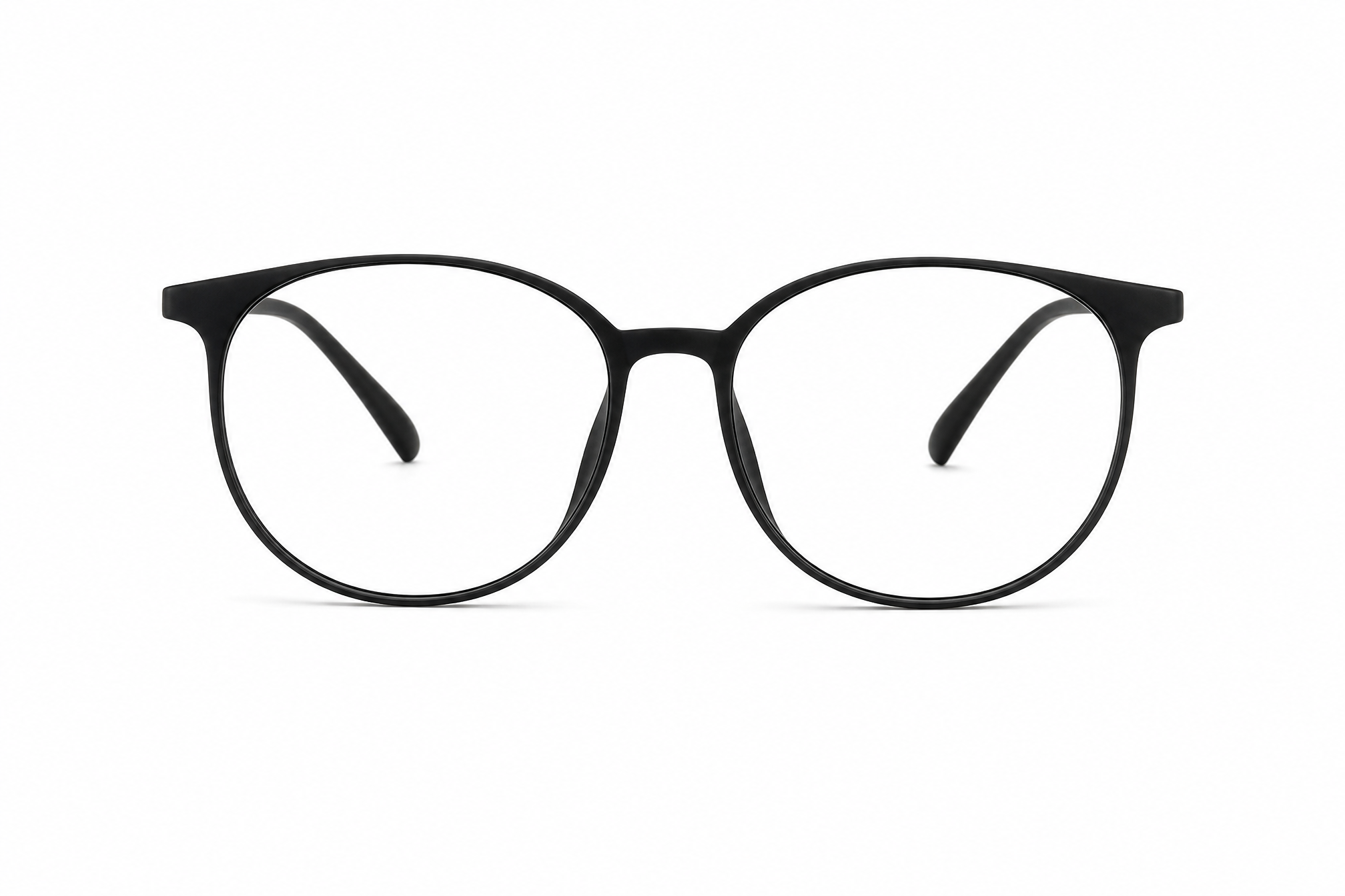 150mm Wide Fit Round TR90 Glasses in black -front view