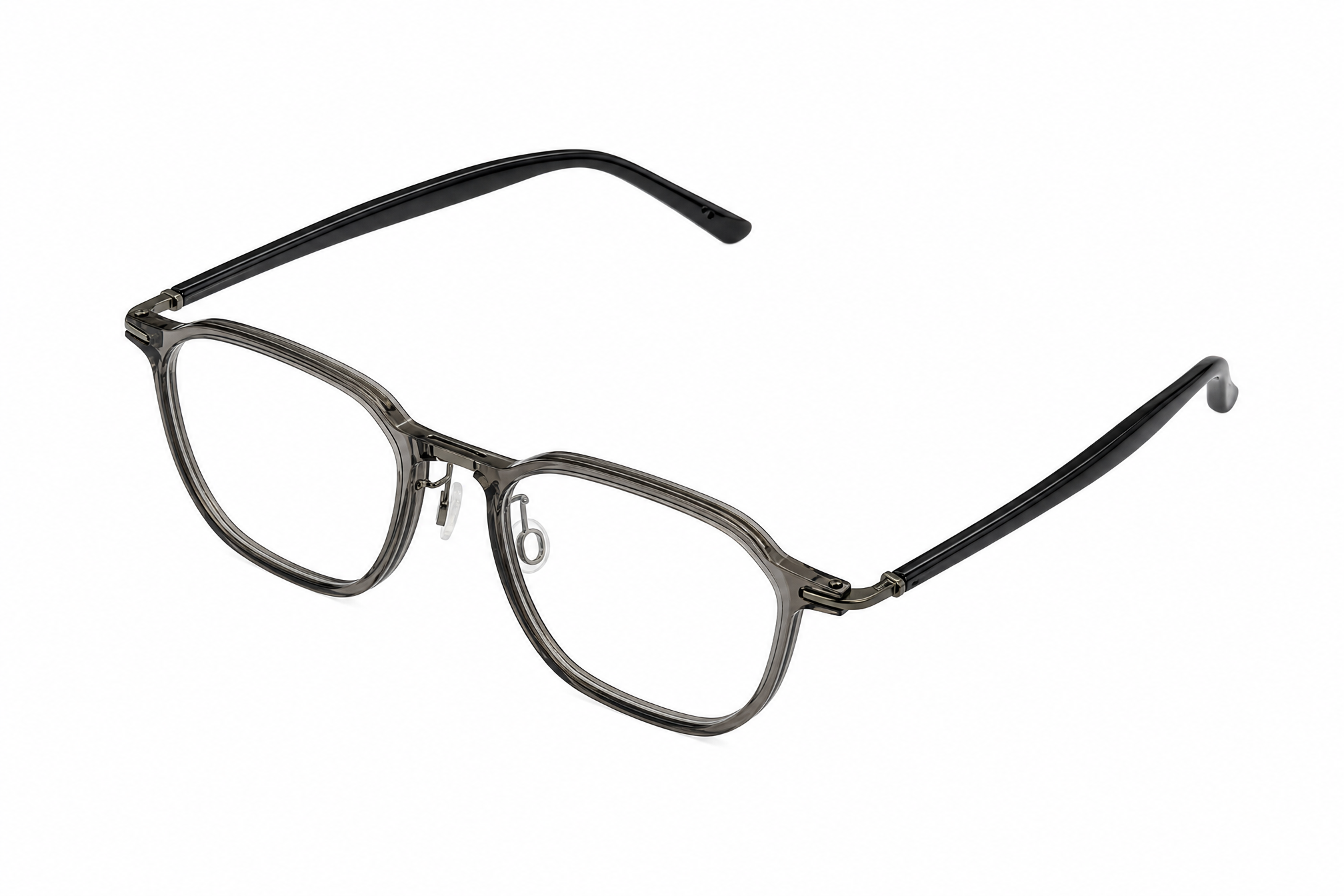 150mm Wide Fit Geometric Titanium Glasses in grey - top view