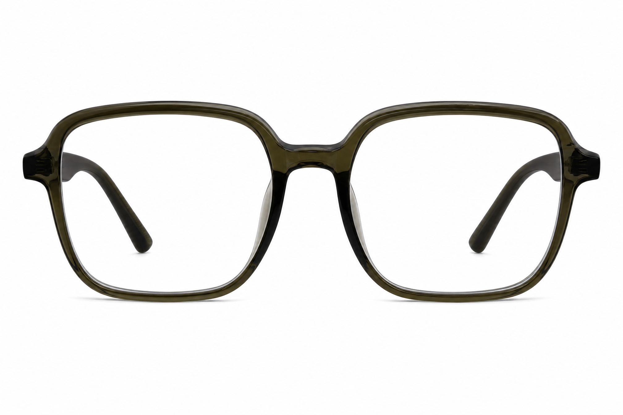 150mm Wide Fit Rectangle TR90 Glasses in olive - front view