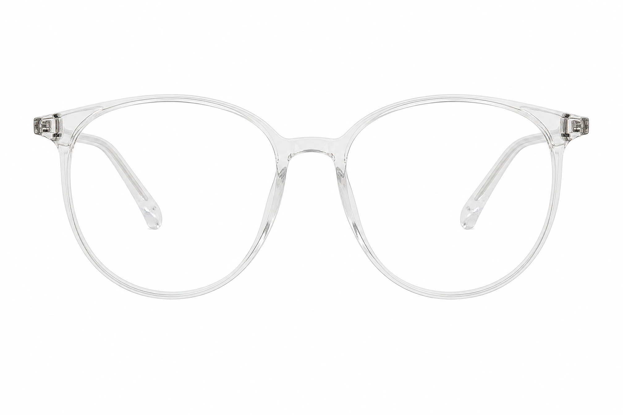 150mm Wide Fit Round TR90 Glasses in clear - front view