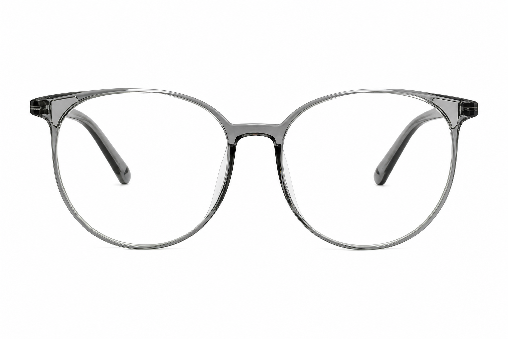 150mm Wide Fit Round TR90 Glasses in grey -front view