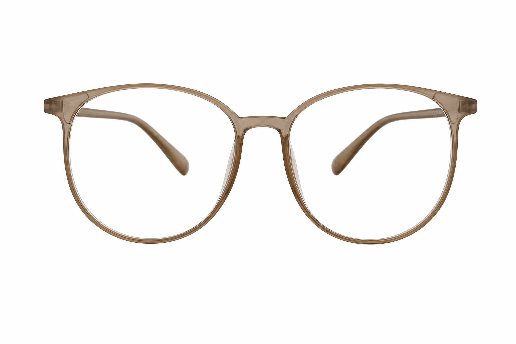 150mm Wide Fit Round TR90 Glasses in light brown - front view