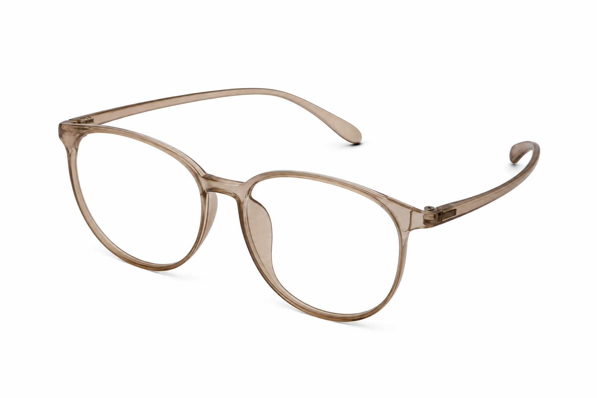 150mm Wide Fit Round TR90 Glasses in light brown - top view