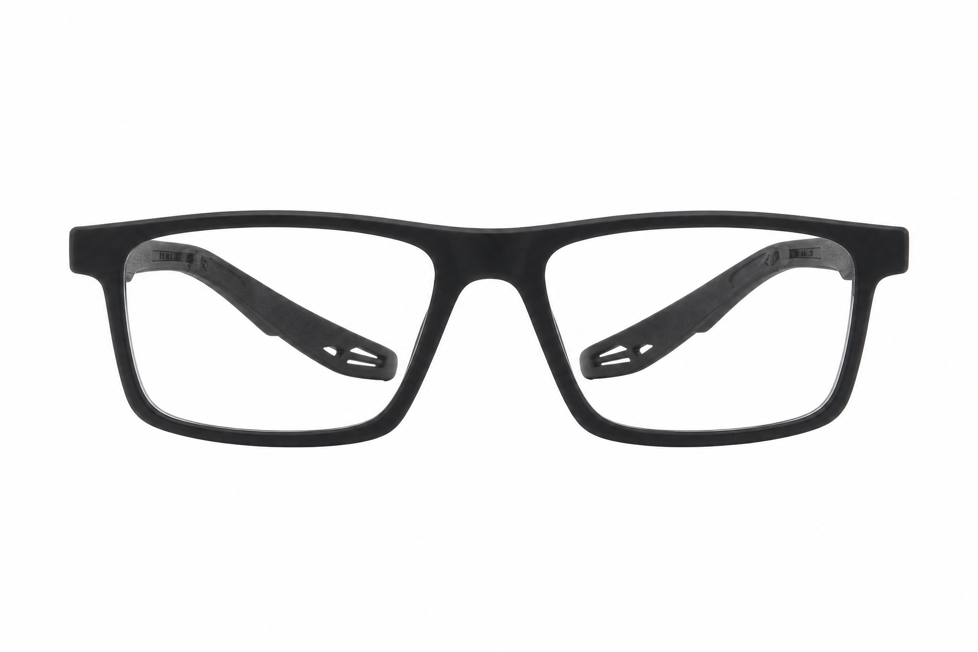 150mm wide rectangle TR90 glasses in black,front view