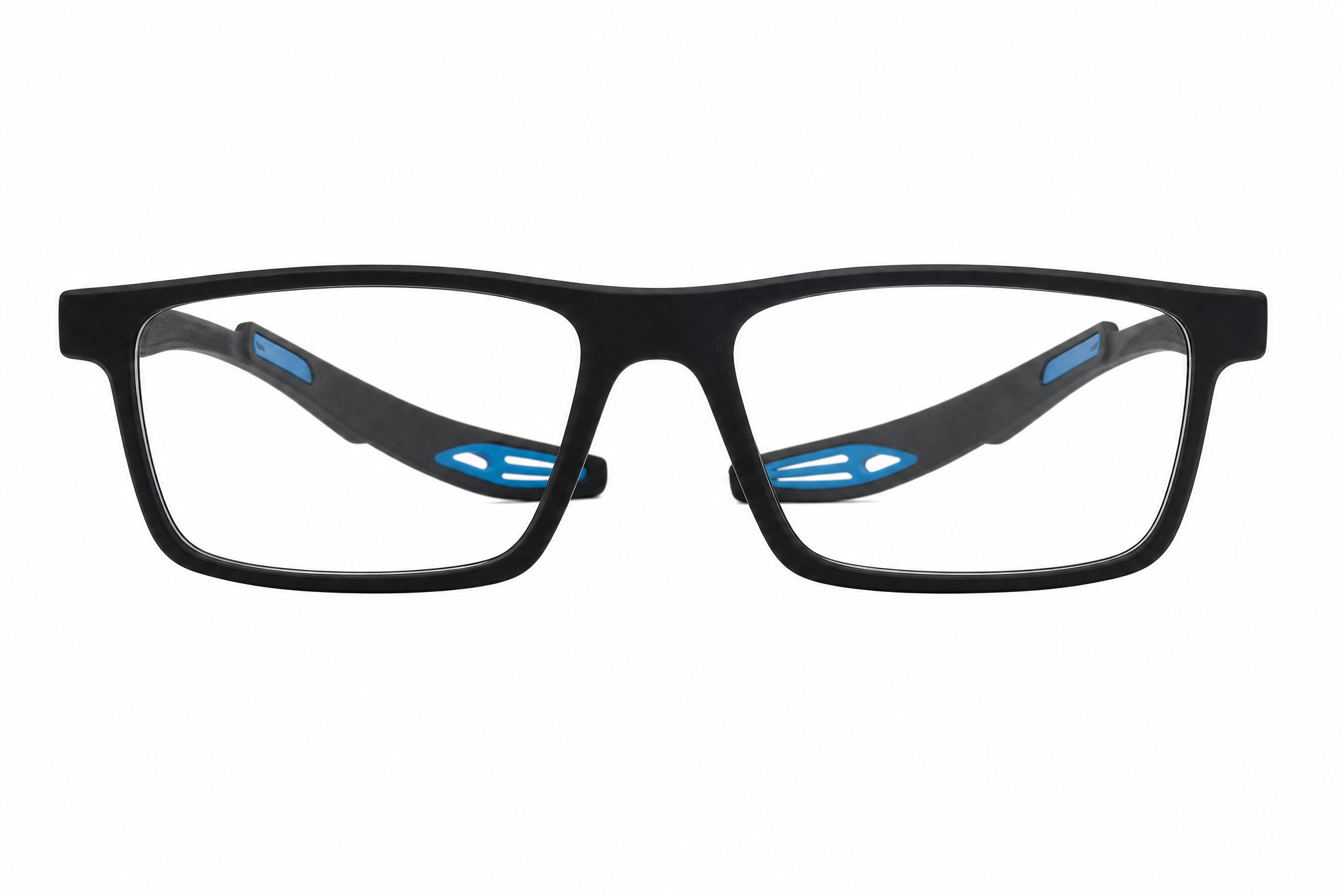 150mm wide rectangle TR90 glasses in blue,front view