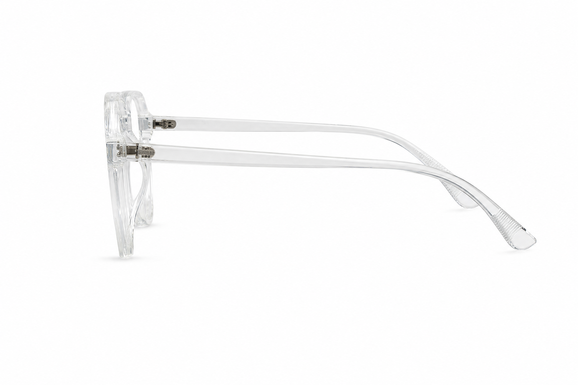 155mm Wide Fit Rectangle TR90 Glasses in clear - side view