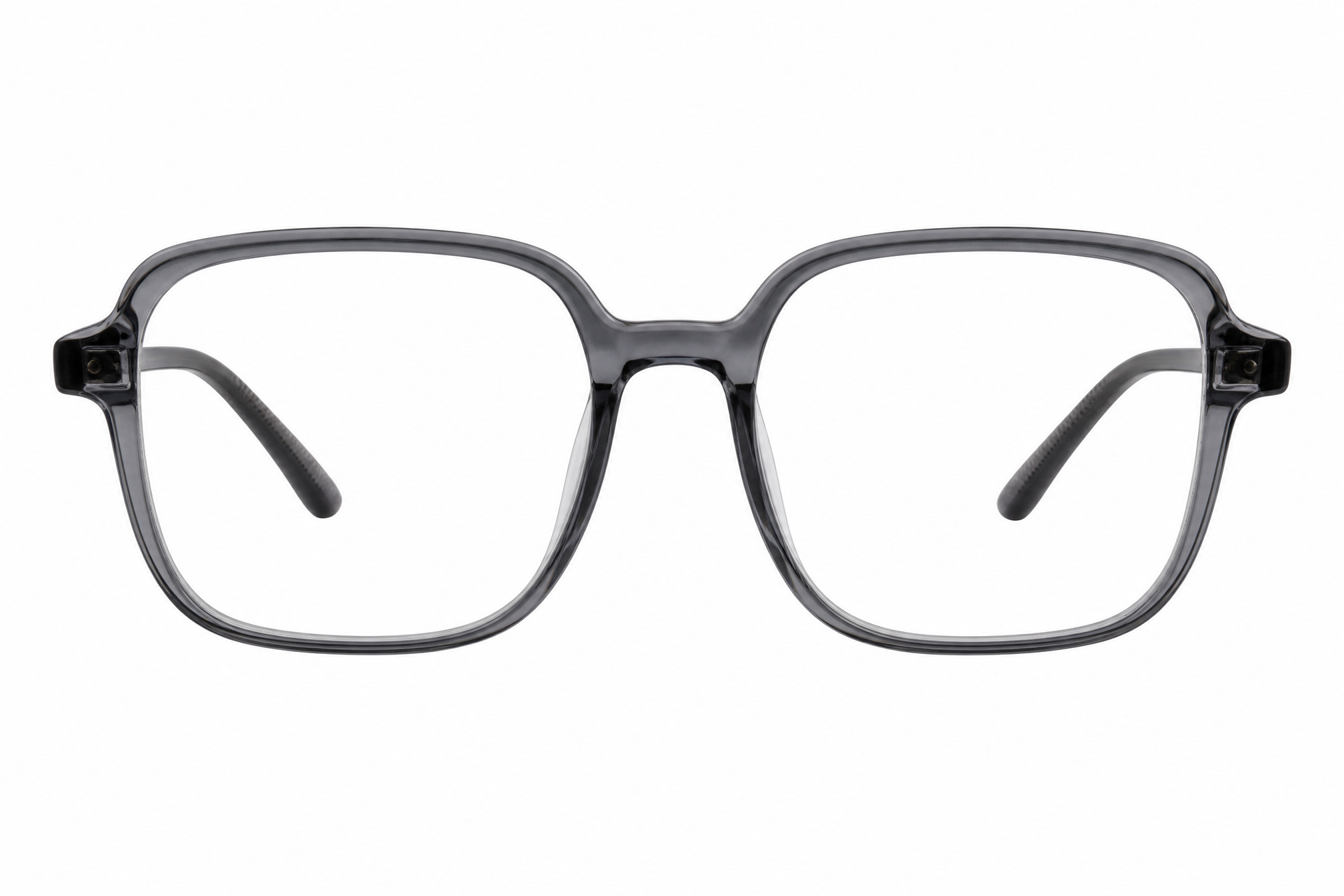 155mm Wide Fit Rectangle TR90 Glasses in grey - front view