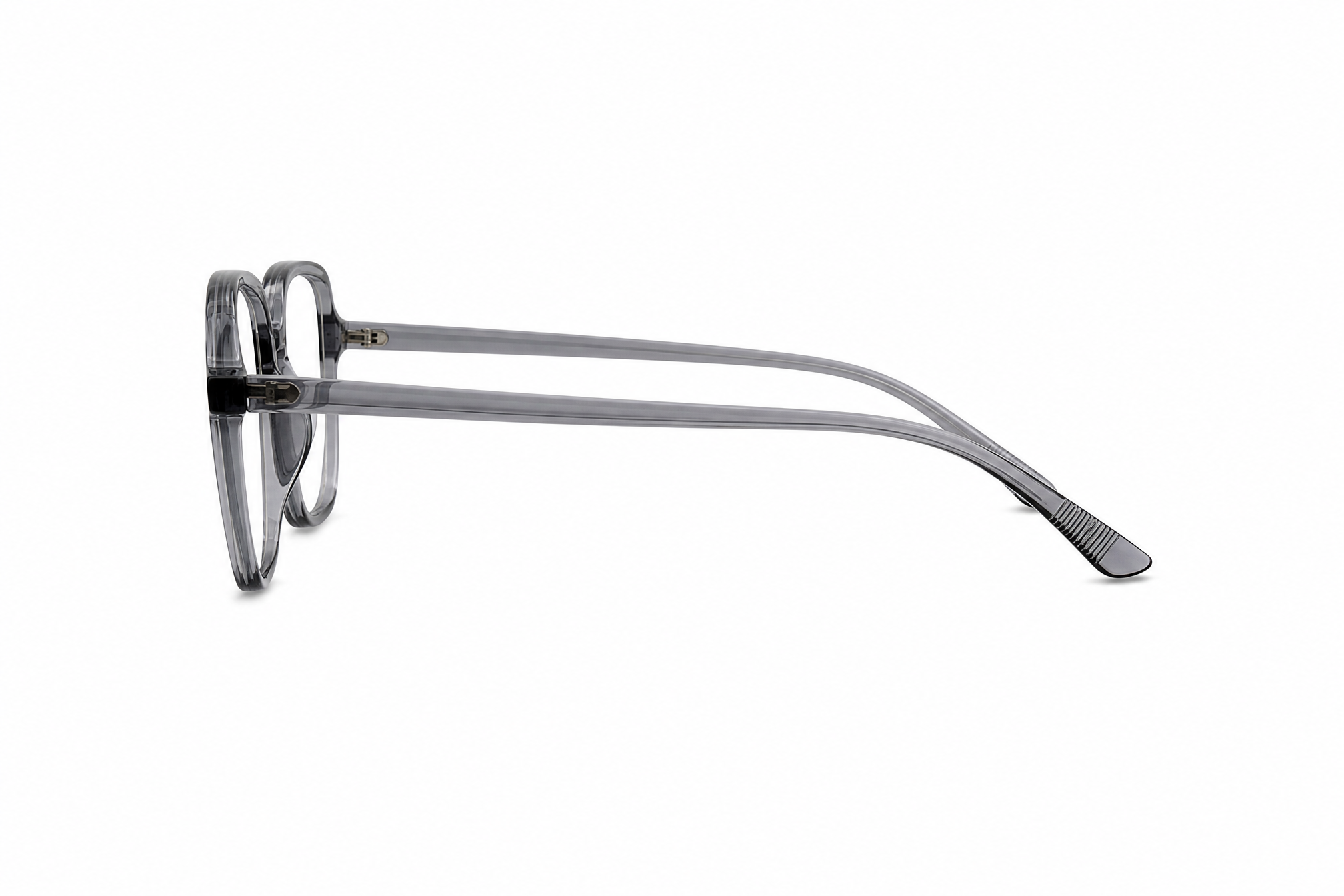 155mm Wide Fit Rectangle TR90 Glasses in grey - side view