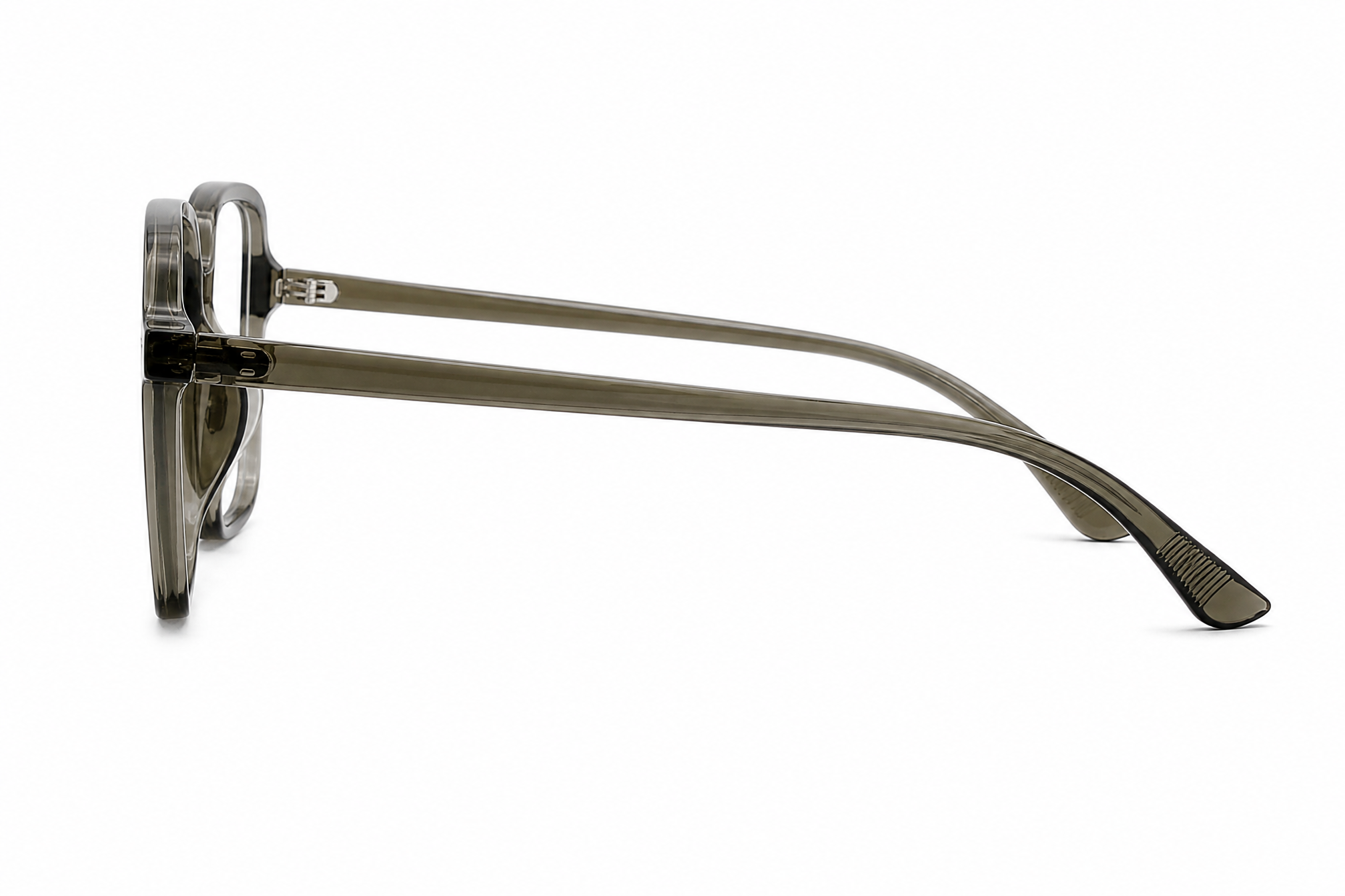 155mm Wide Fit Rectangle TR90 Glasses in olive - side view