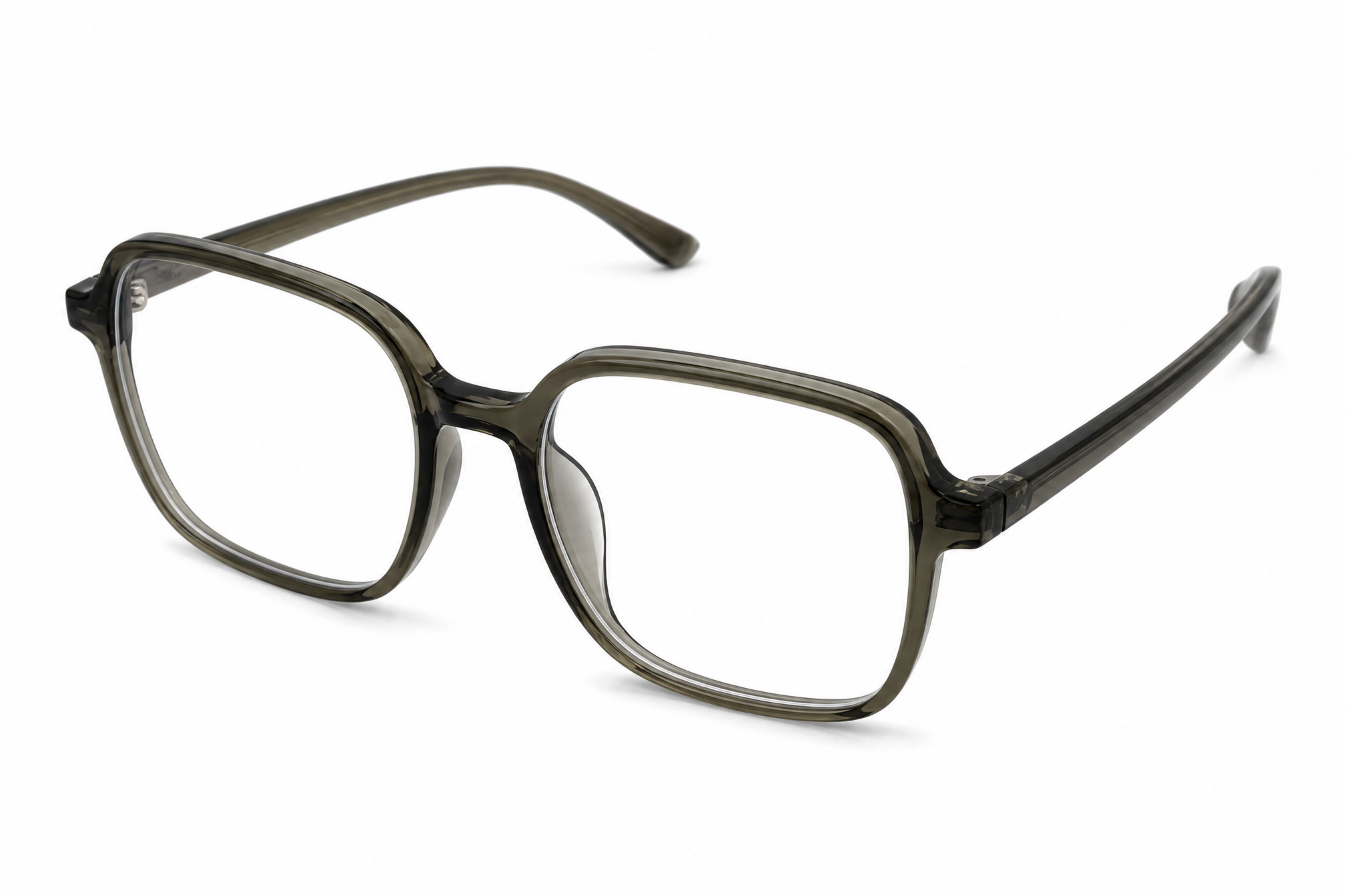 155mm Wide Fit Rectangle TR90 Glasses in olive - top view