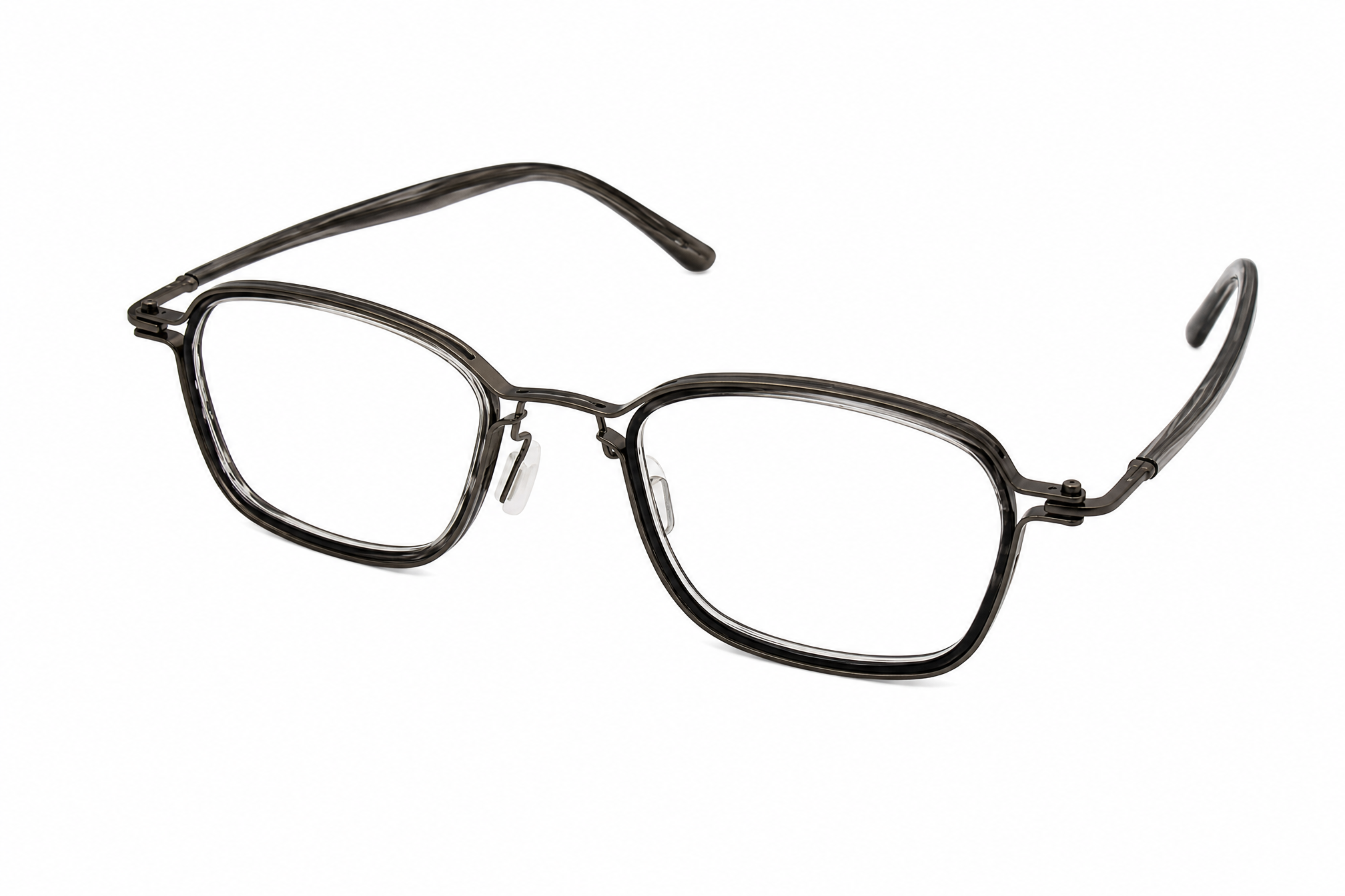 155mm Wide Fit Rectangle Titanium Glasses for Big Heads - Gray- Top View