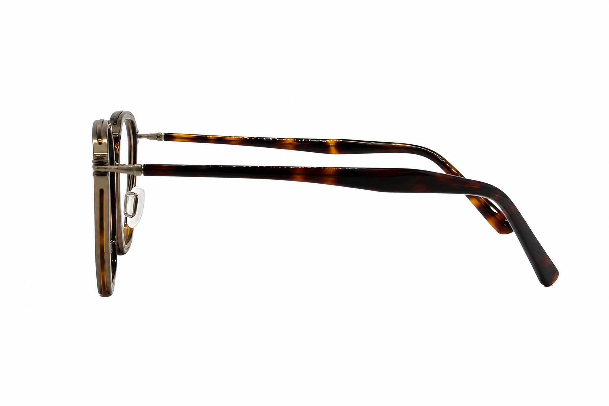 157mm Wide Fit Geometric Titanium Glasses in tortoise - front view