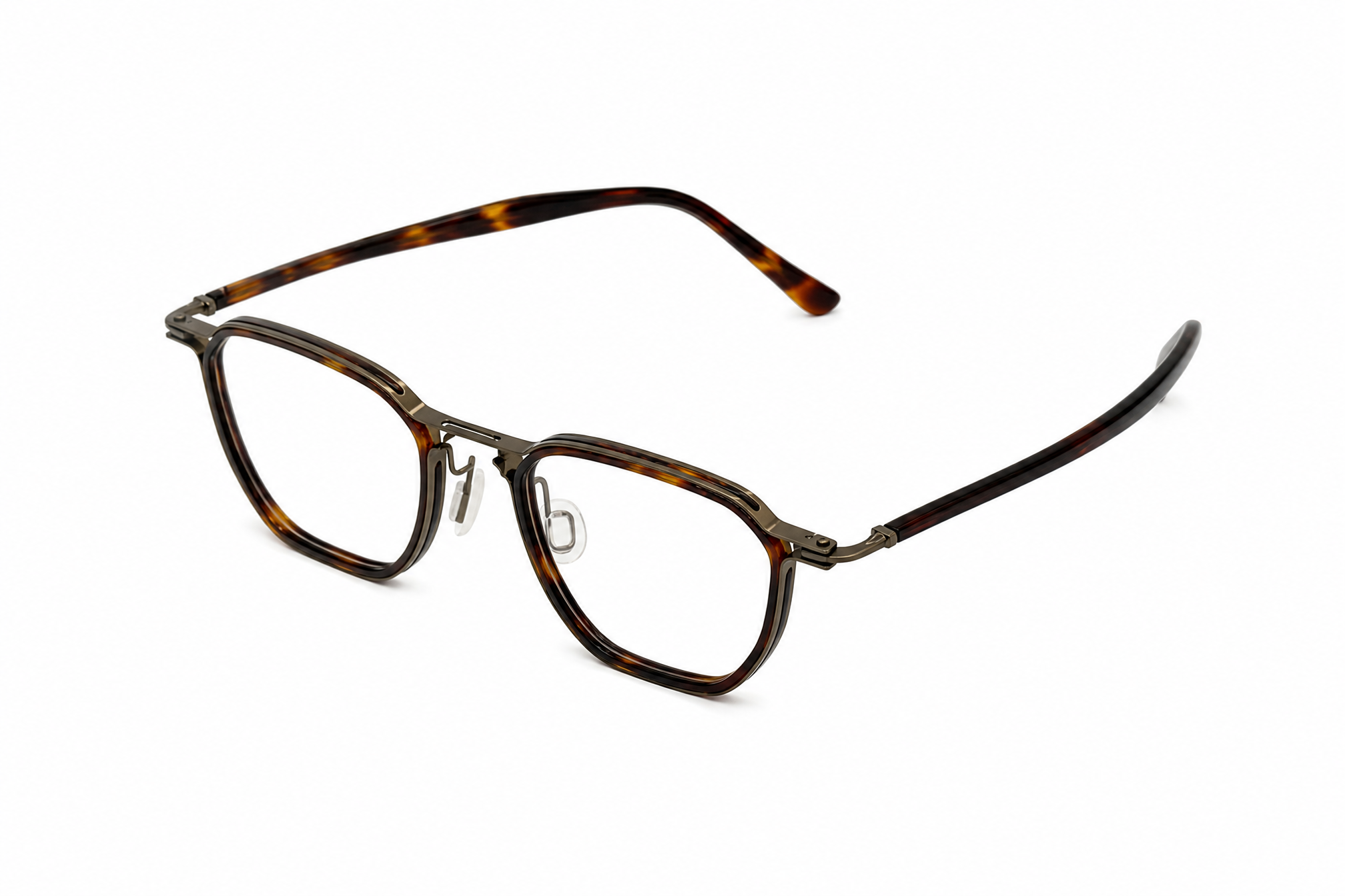 157mm Wide Fit Geometric Titanium Glasses in tortoise - top view