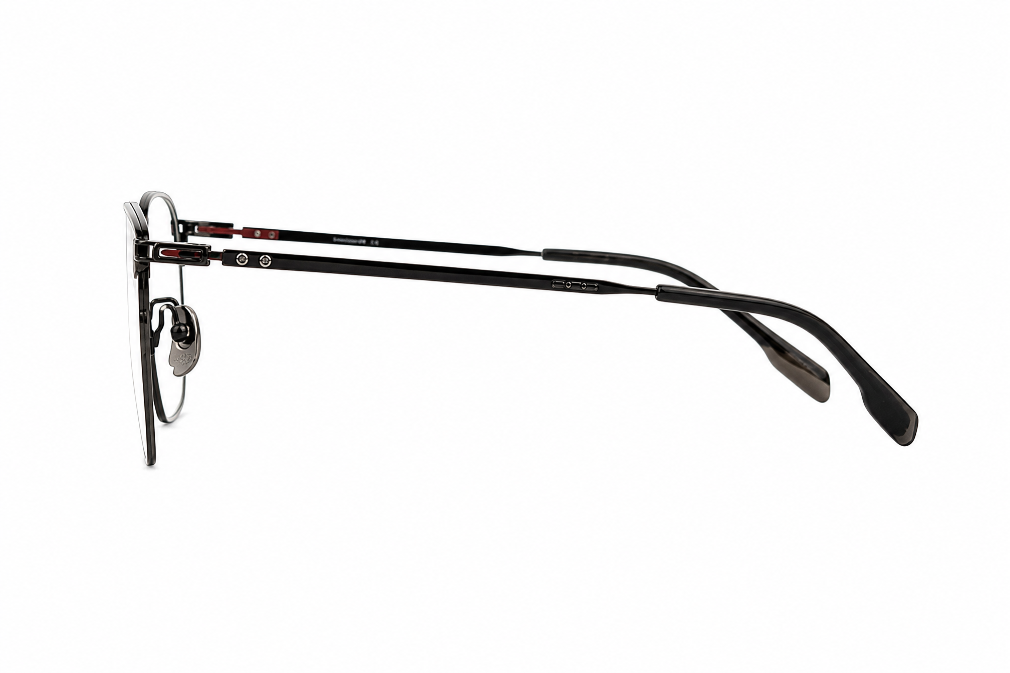 158mm Wide Fit Rectangle Browline Titanium Glasses in grey black - side view