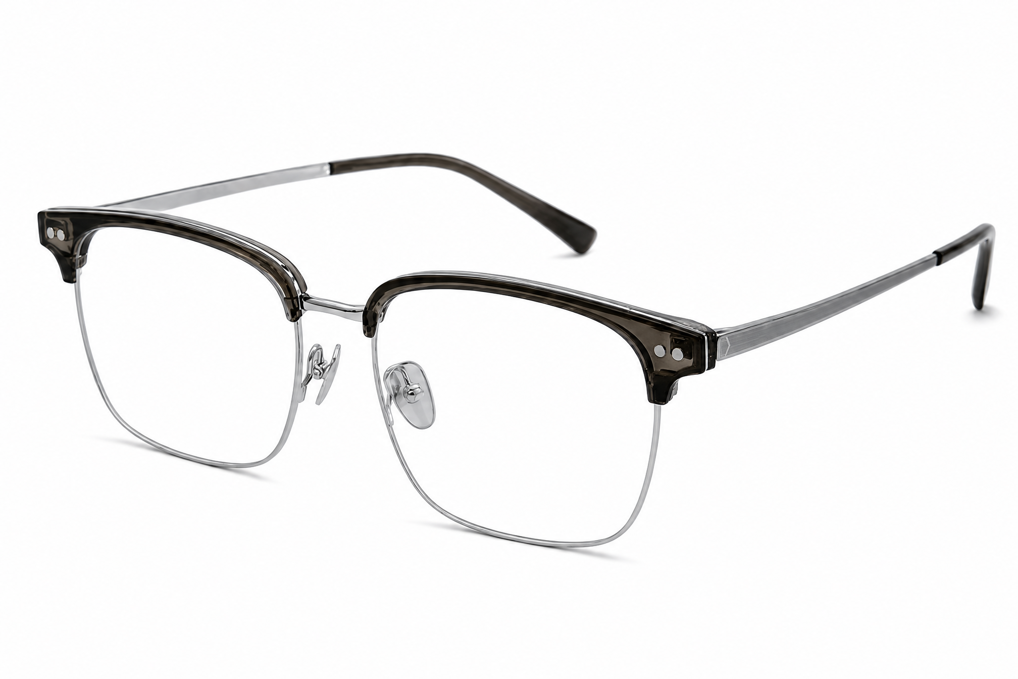 160mm Wide Fit Rectangle Browline Titanium Glasses in grey - top view