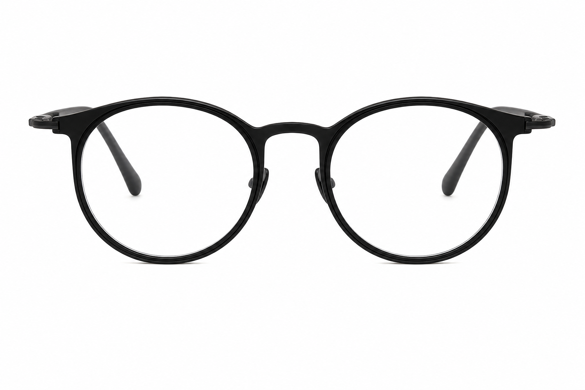 160mm black wide titanium glasses for wide faces front view