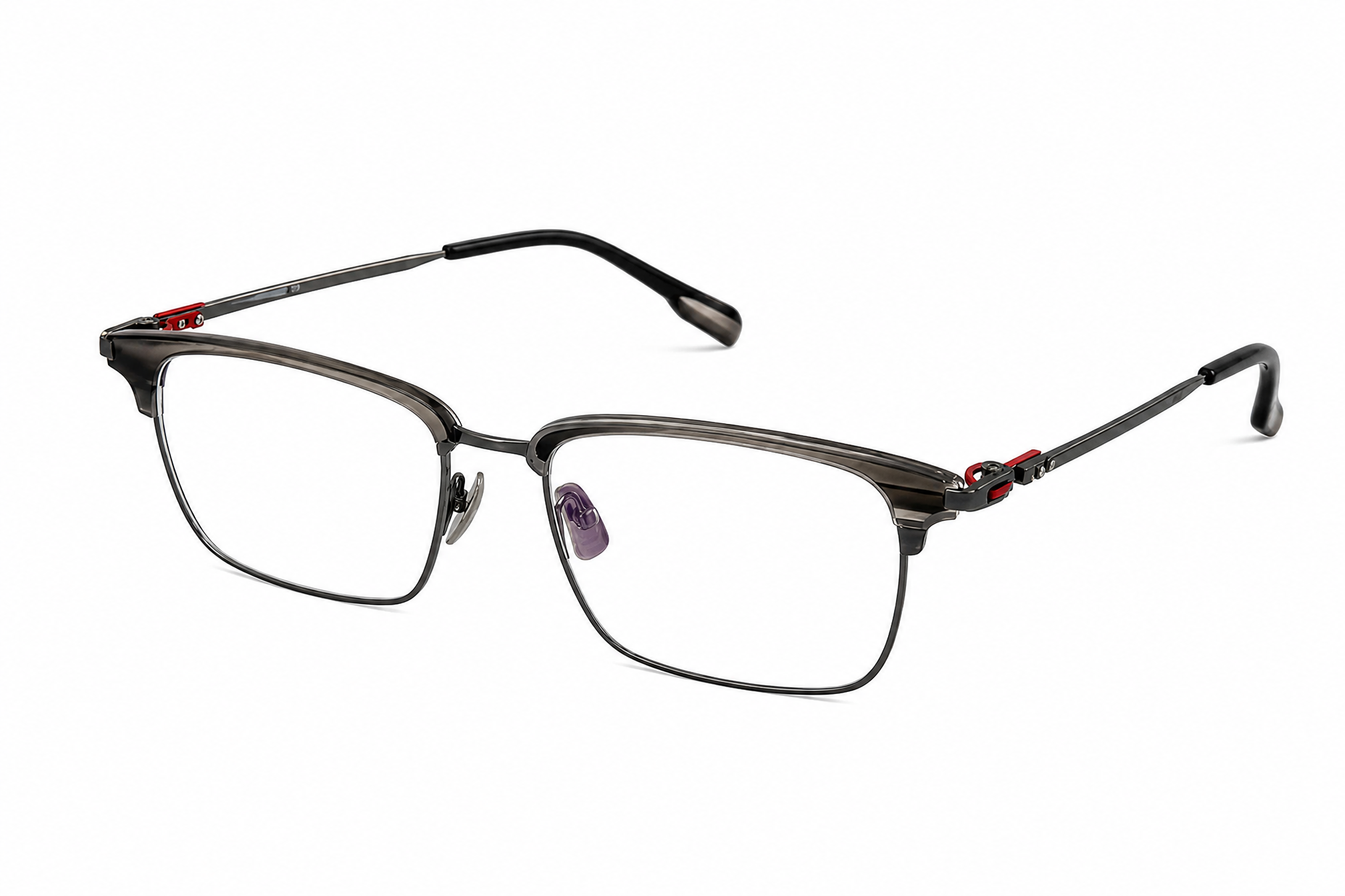165mm Wide Fit Rectangle Browline Titanium Glasses in grey - top view