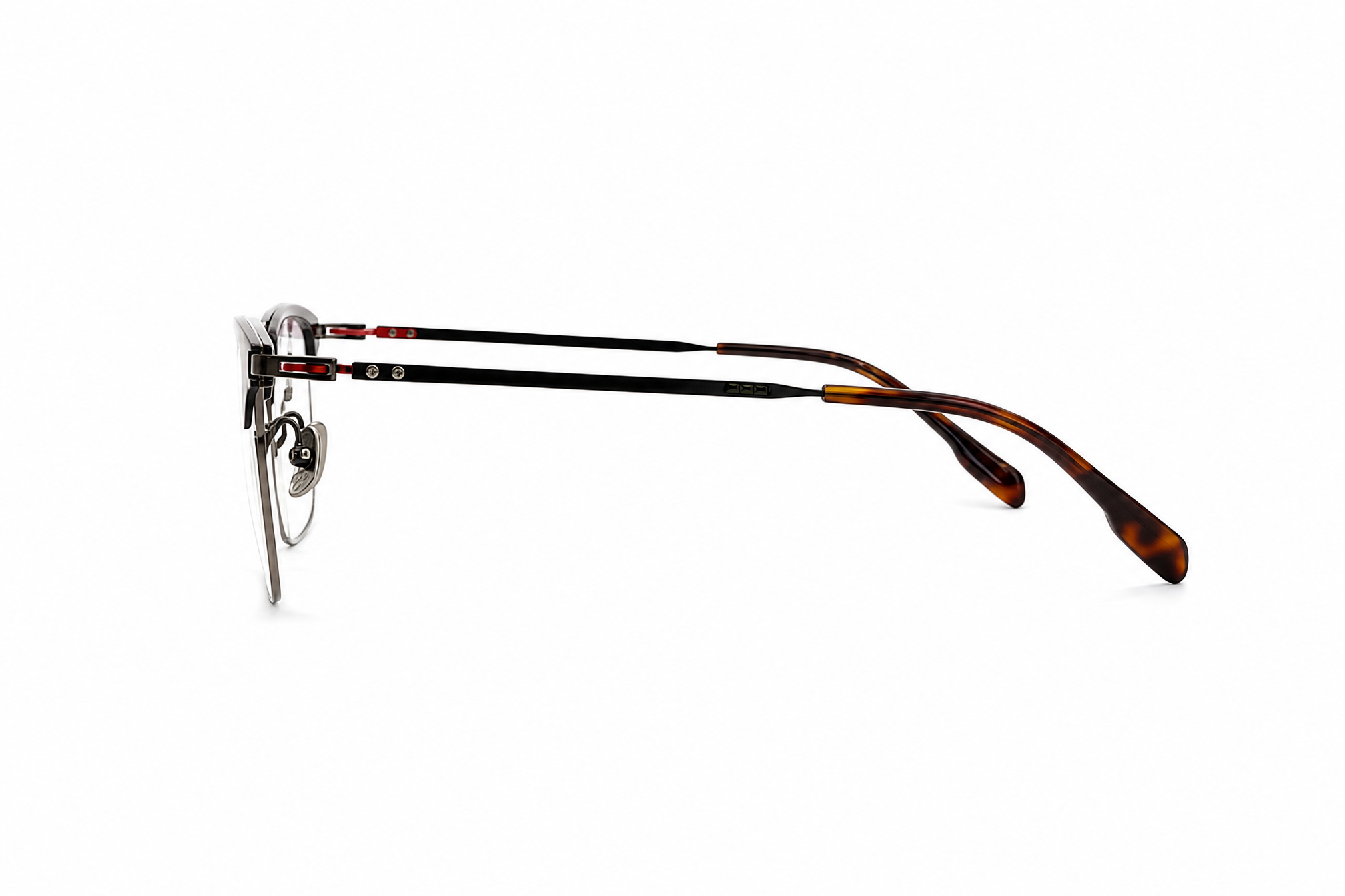 165mm Wide Fit Rectangle Browline Titanium Glasses in tortoise - side view