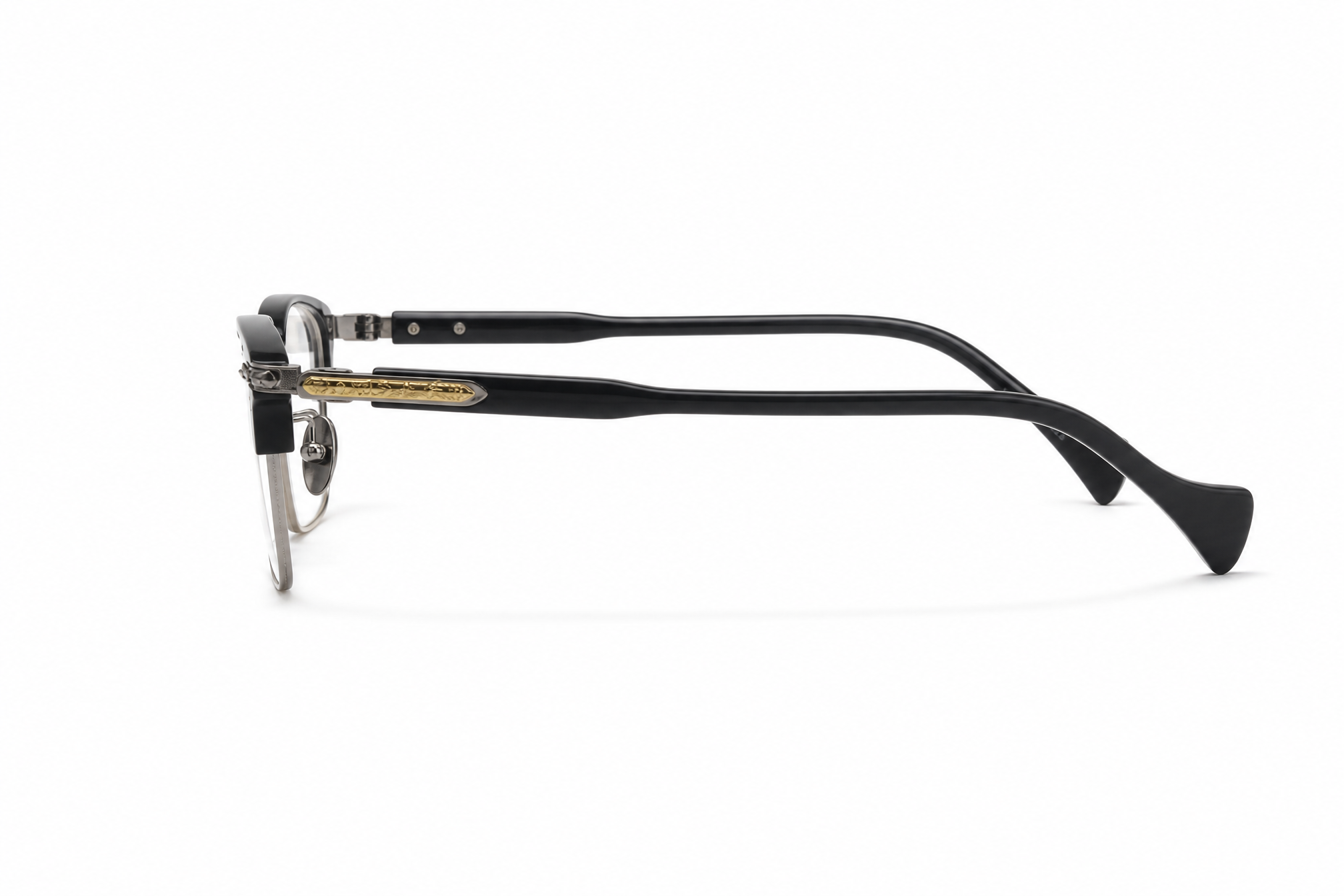165mm black wide fit browline titanium glasses for wide faces,temple arm angle view
