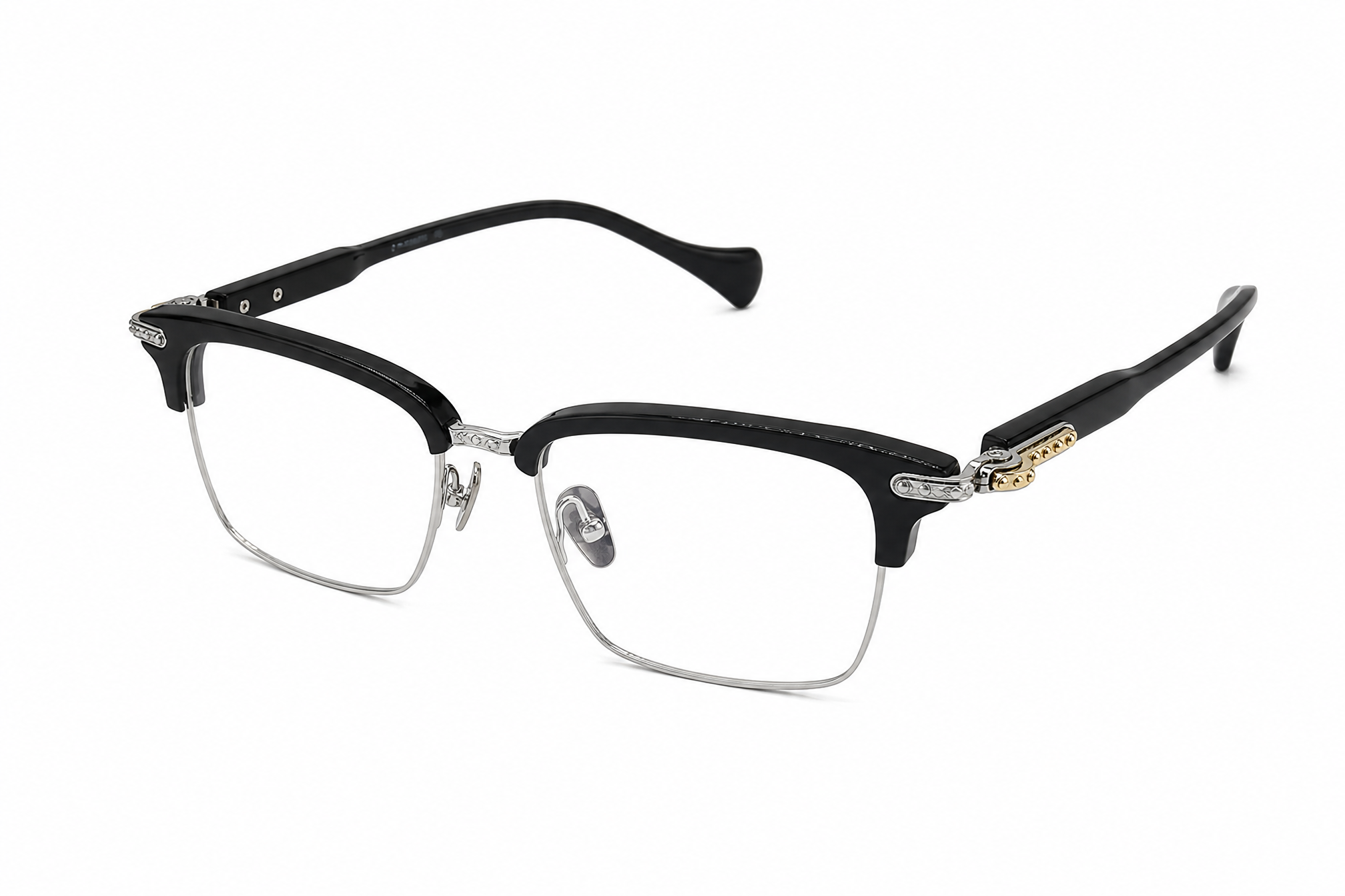 165mm black wide fit browline titanium glasses for wide faces,side angle view