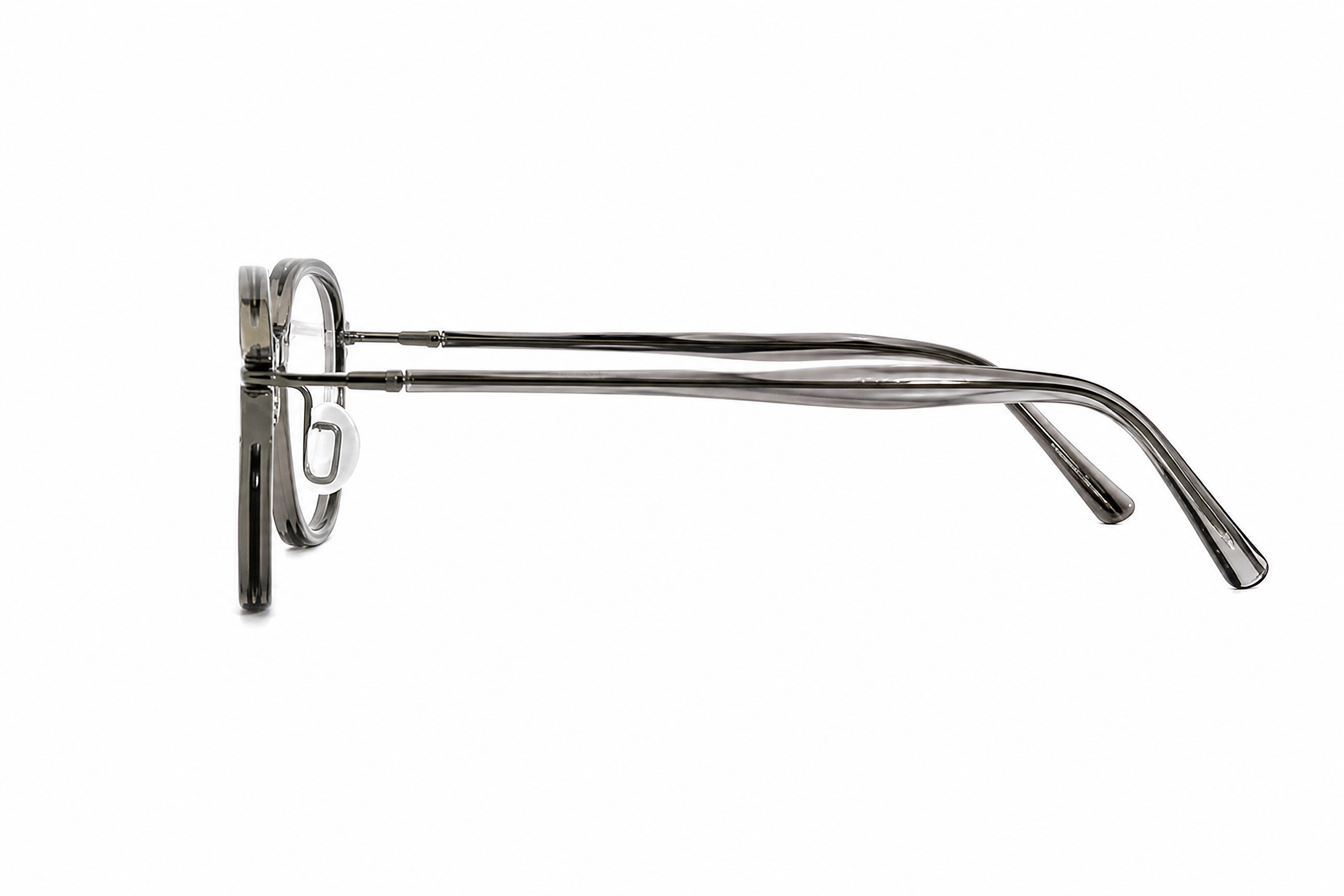 150mm Wide Fit Rectangle Titanium Glasses for Big Heads - Gray-Side View