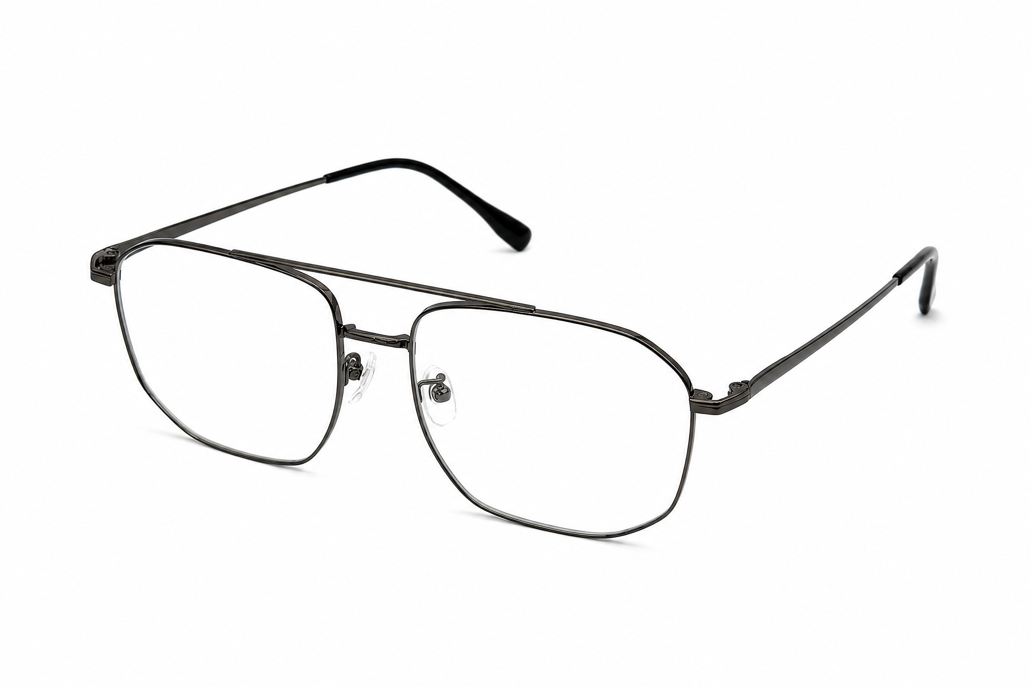 156mm gun black wide geometric titanium glasses for wide faces，side angle view